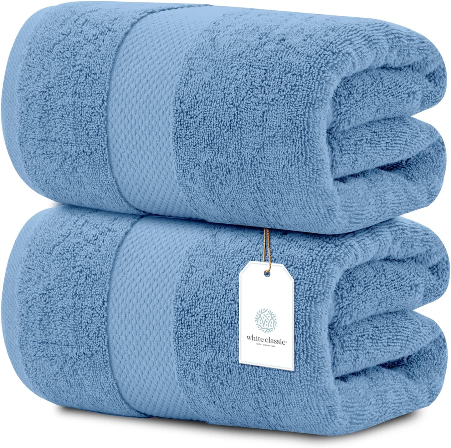 White Classic Toallas de algodón de lujo, paquete de 12 toallas de mano de lujo, paquete de 6 toallas de baño de lujo, paquete de 2 unidades (azul