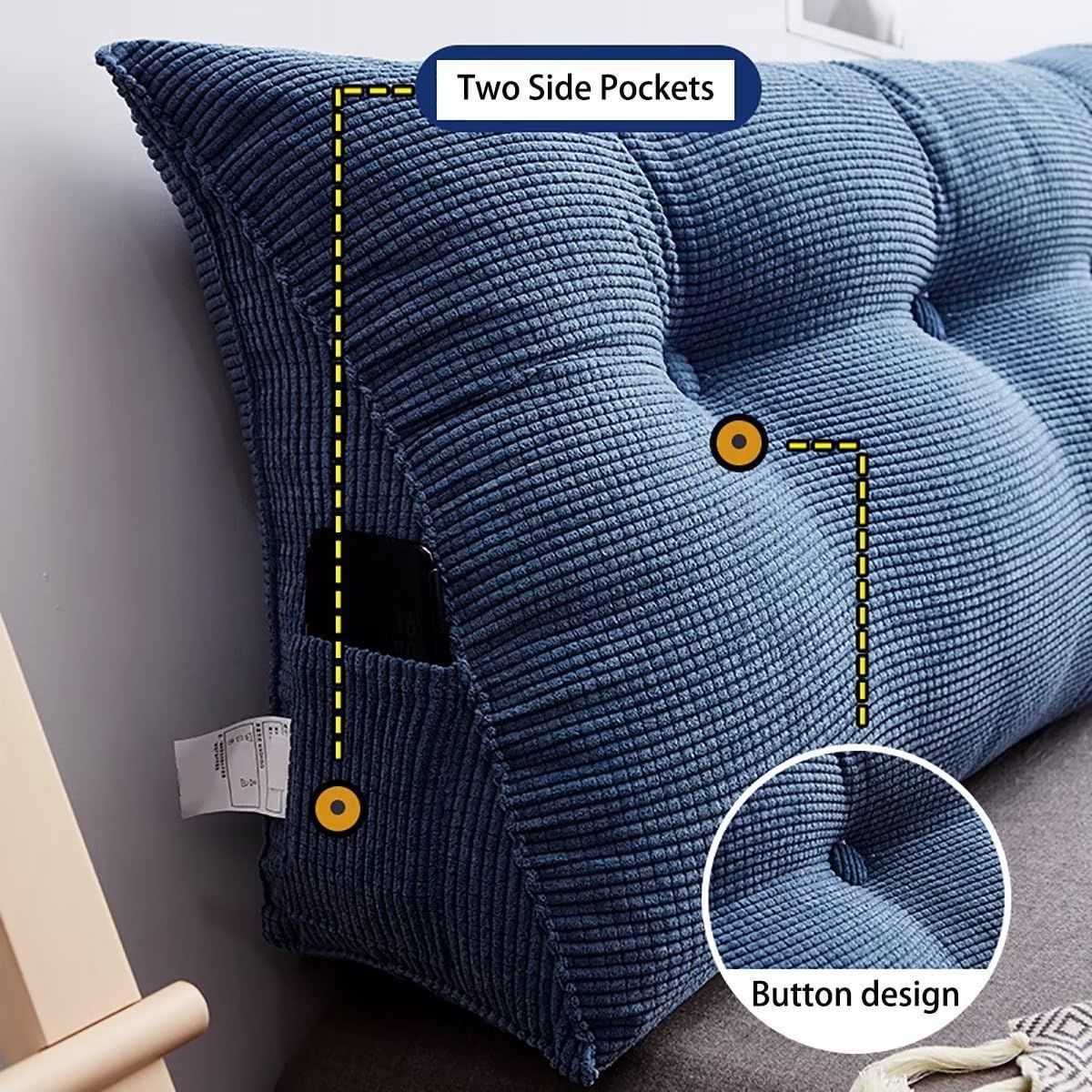 TESICA Almohada triangular de cuña para posicionadores de cuerpo, almohada de lectura, cojín de apoyo para cabecero y respaldo, para cama de día,