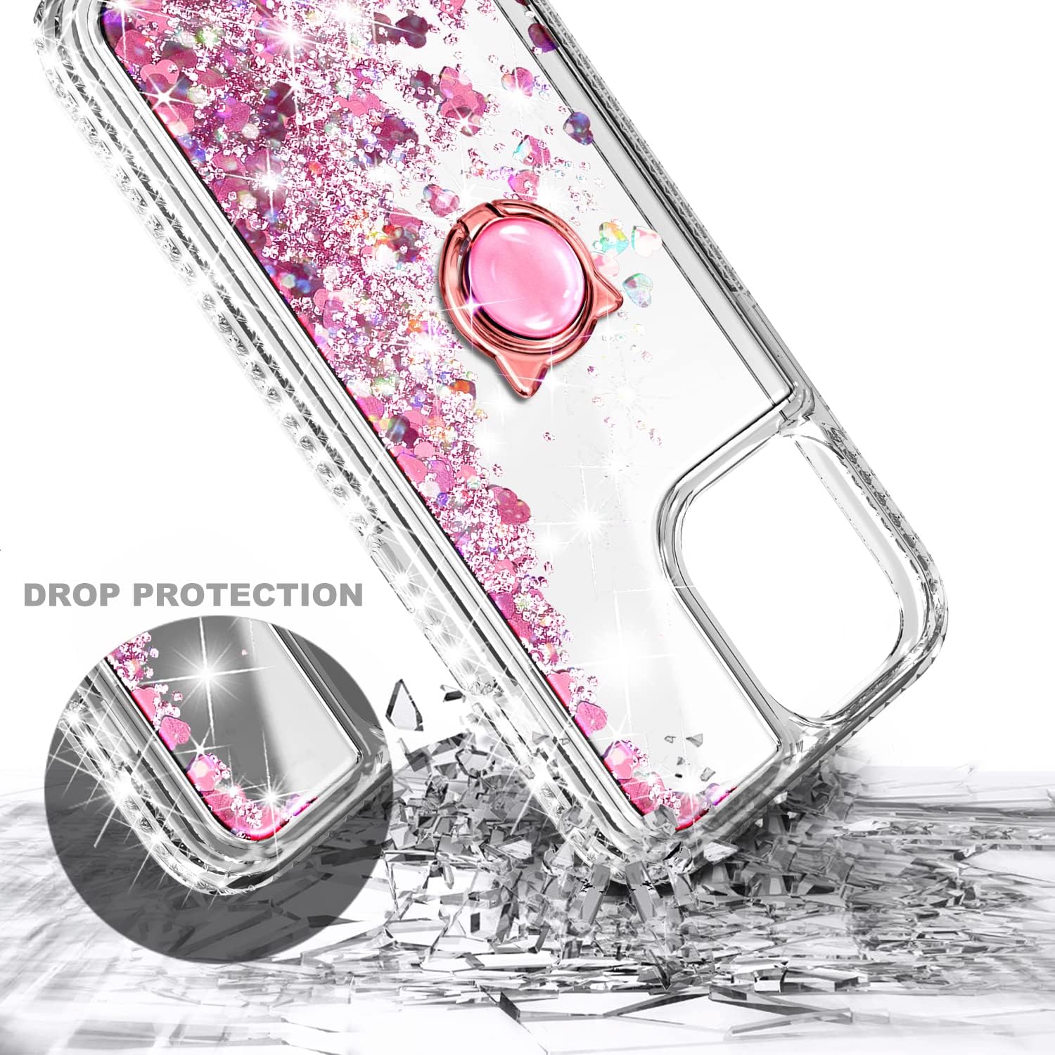 NGB Supremacy Funda compatible con iPhone 15 Plus con protector de pantalla de vidrio templado, soporte de anillocorrea para la muñeca, con