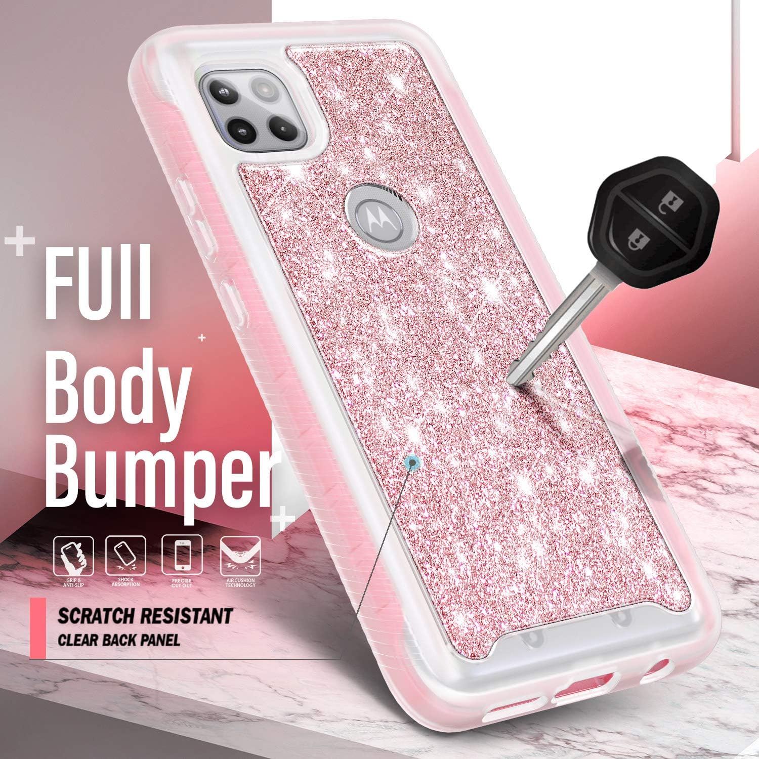 NZND Funda para Motorola Moto One 5G Ace (One 5G UW Ace) con protector de pantalla incorporado, funda protectora de cuerpo completo a prueba de
