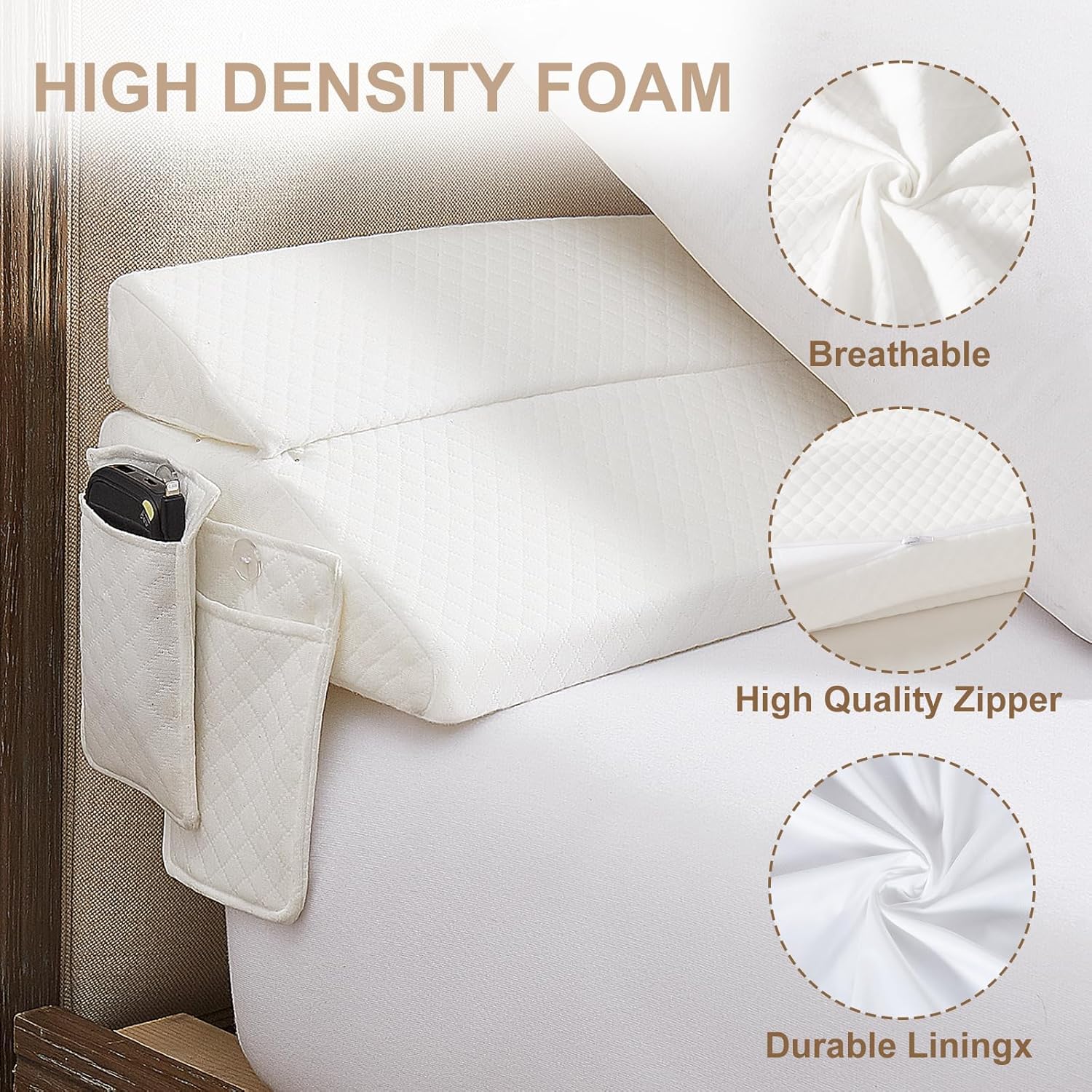Homemate Almohada plegable de cuña de cama tamaño King de 76 pulgadas para cabecero, relleno de espacio de cama mejorado entre el colchón y la