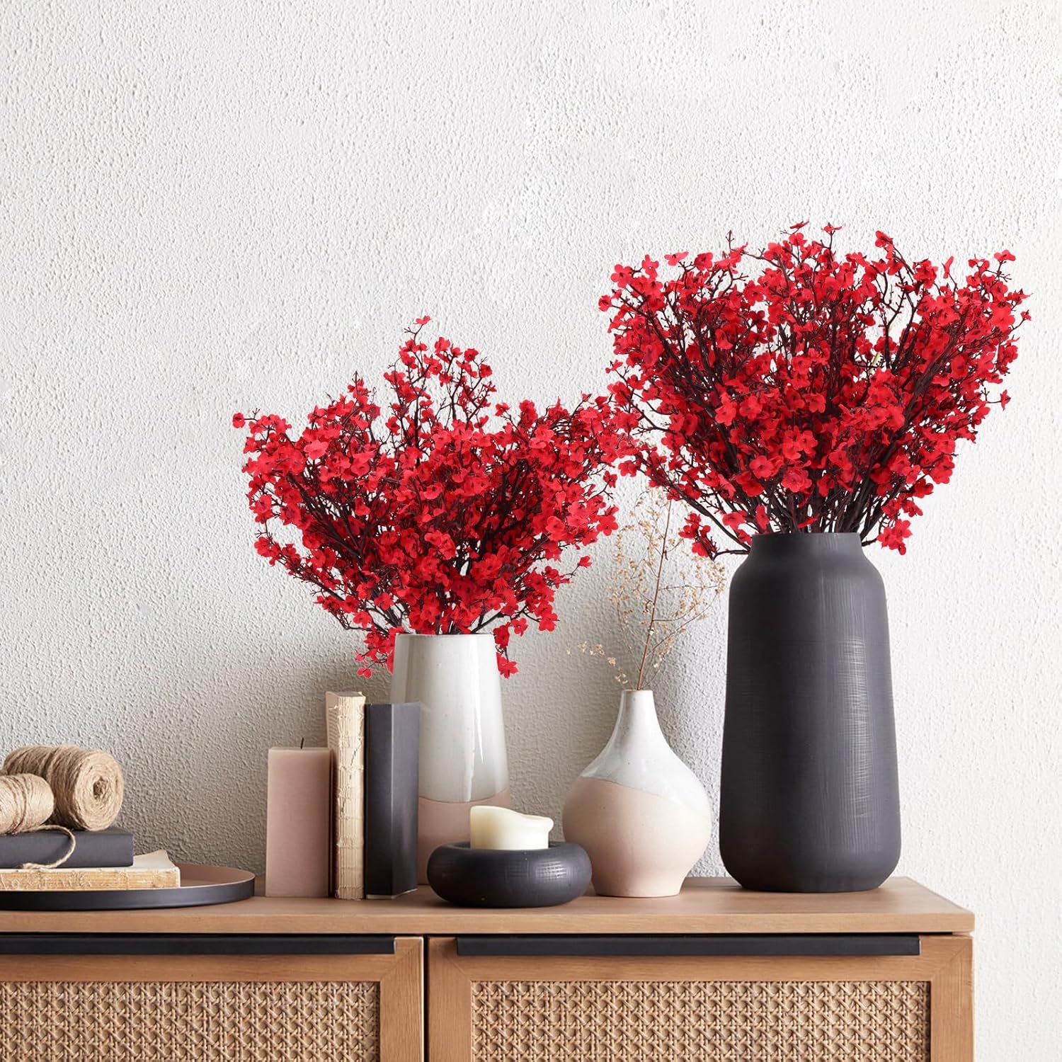 CEWOR 10 paquetes de flores falsas para decoración de otoño, imitación de aliento de bebé, flores artificiales de seda de gypsophila, ramos florales