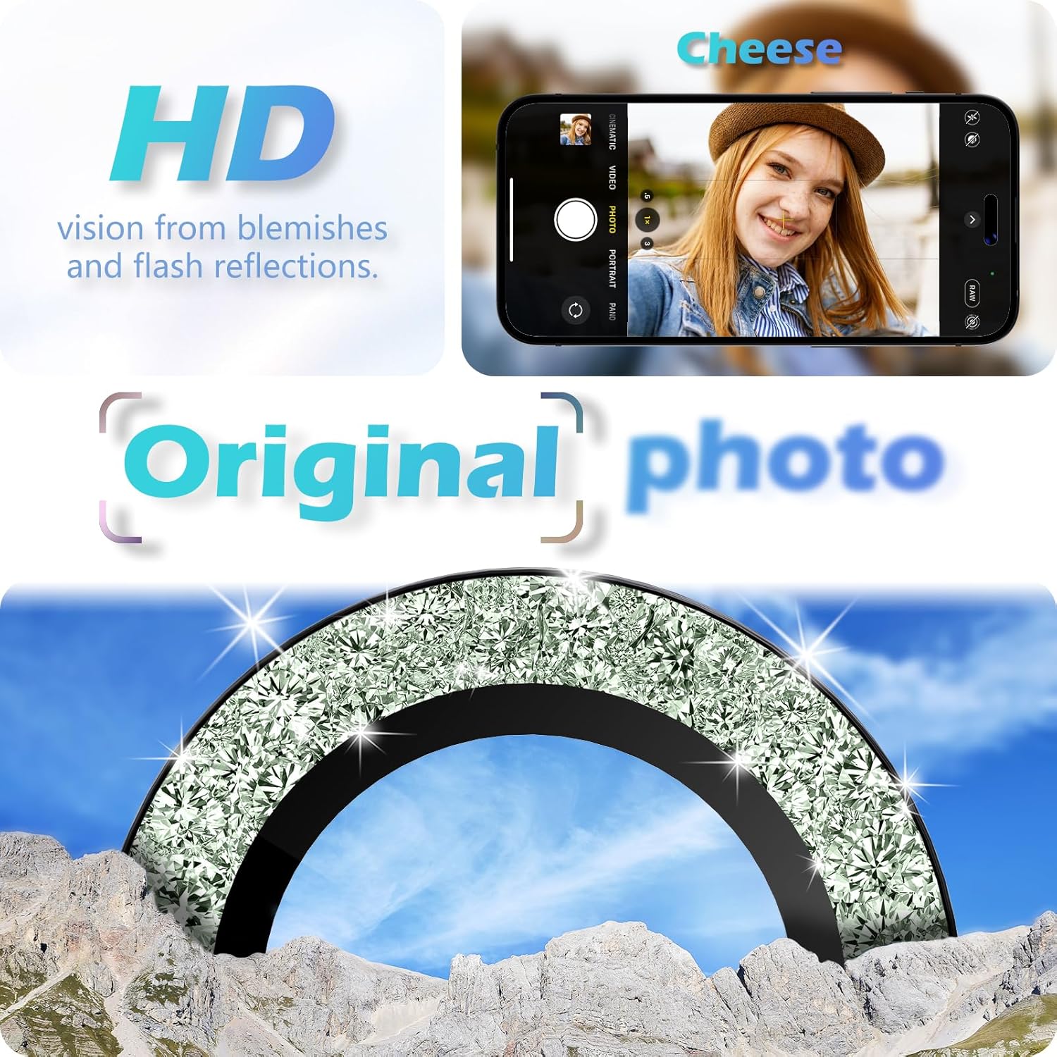 imluckies Para iPhone 15 – iPhone 15 Plus Protector de lente de cámara, anillo individual de aleación de aluminio transparente HD, película de