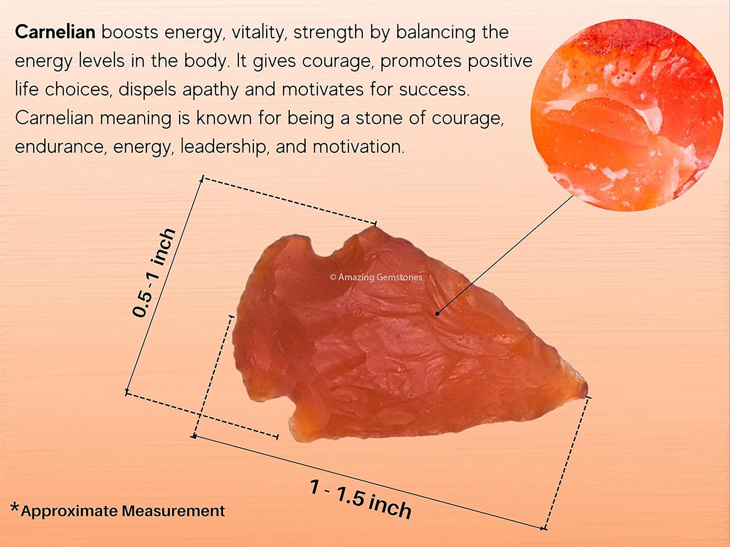 5 puntas de flecha de cornalina, cristal y piedra curativa, cabeza de flecha de roca de pedernal  puntas de flecha de 1 a 1.5 pulgadas para