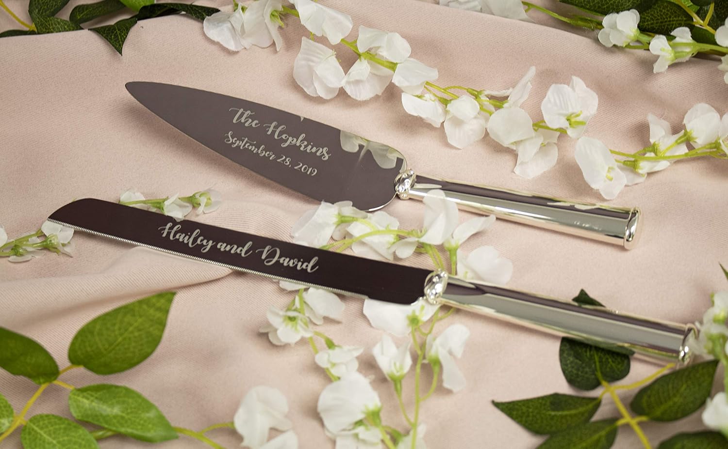 Lenox Devotion – Juego de cuchillos y servidores personalizados para tartas de boda, juego de corte de pastel de boda grabado, regalos de compromiso
