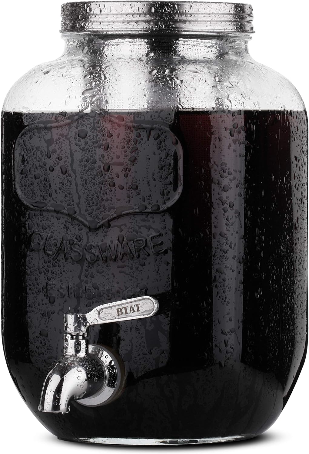 BTAT – Cafetera de café frío, dispensador de bebidas de tarros Mason de 1 galón, cafetera fría de un galón, cafetera de té helado, jarra de café