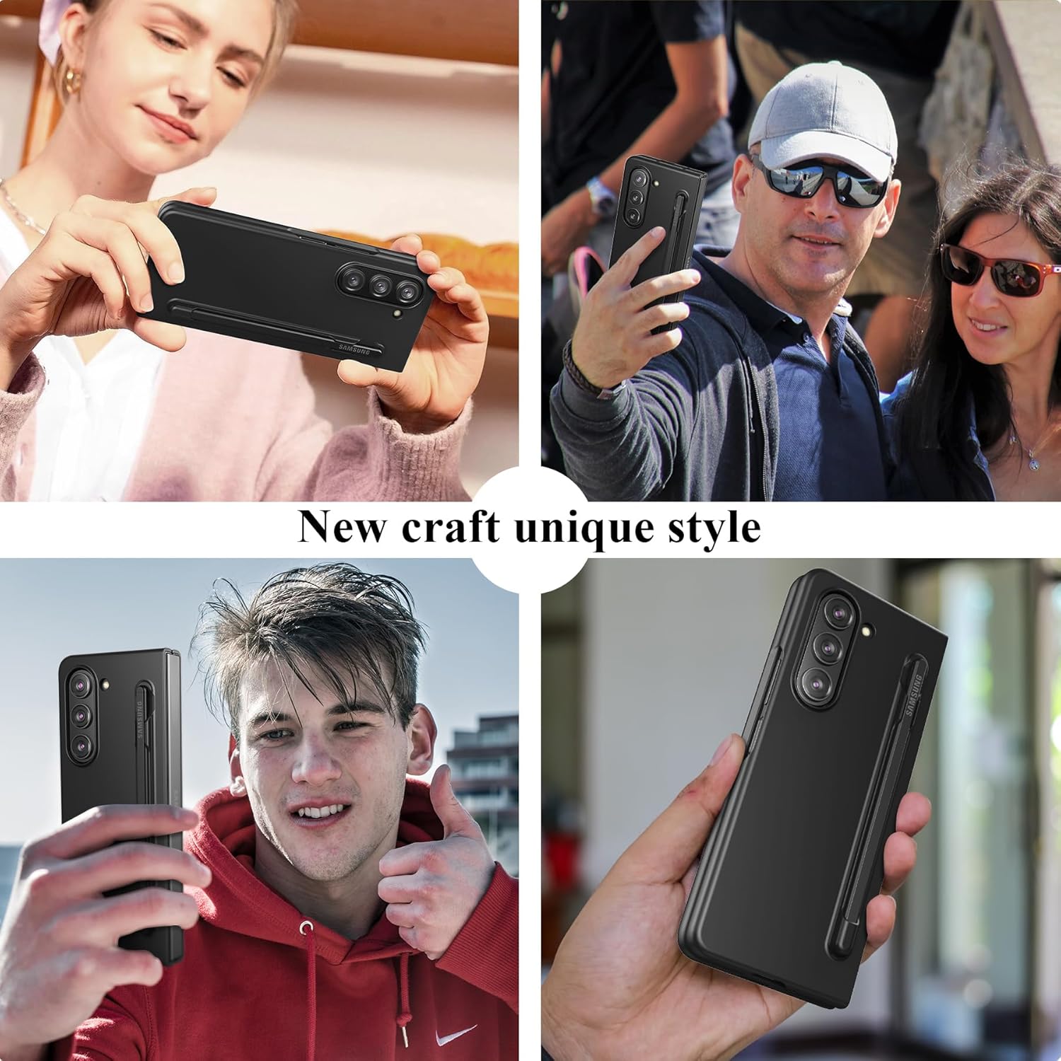 Foluu Funda delgada para Samsung Galaxy Z Fold 5 con soporte para bolígrafo y protector de pantalla frontal integrado, funda protectora de