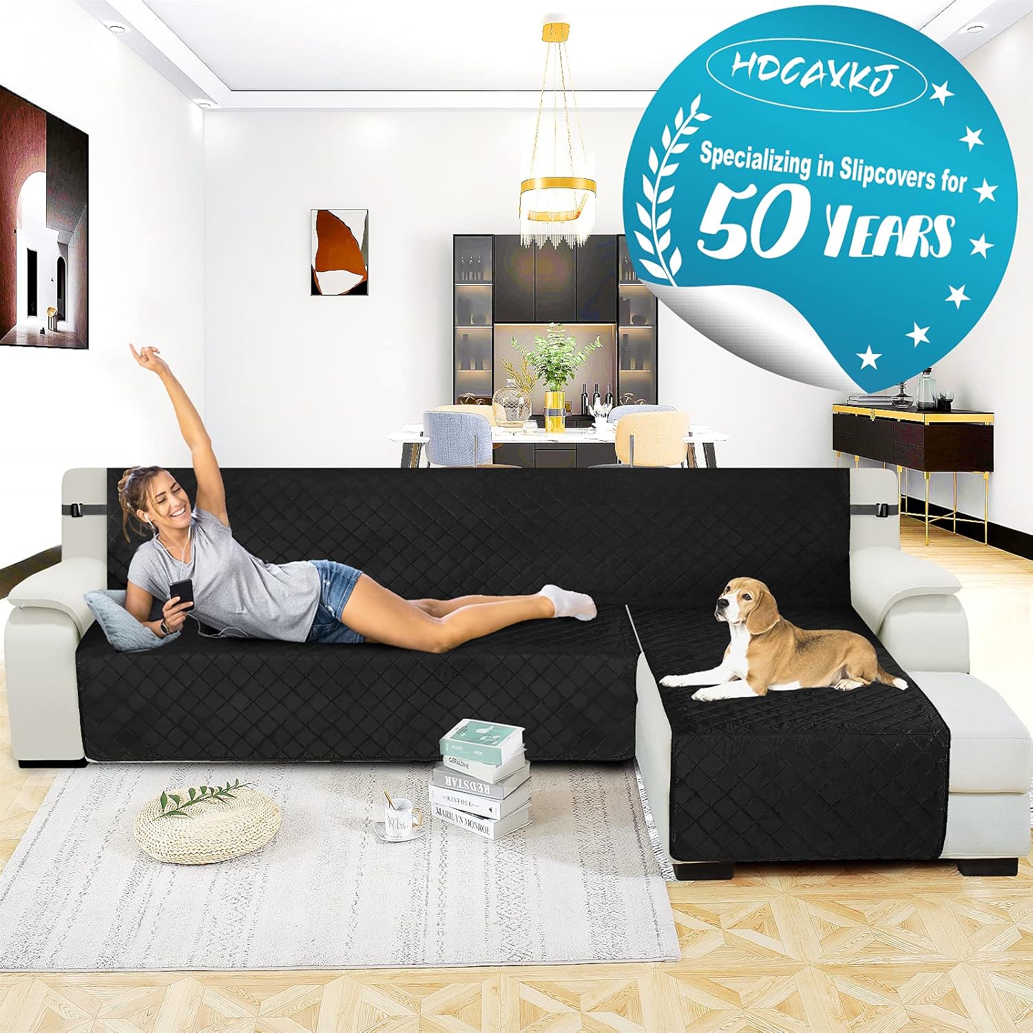 HDCAXKJ Fundas de sofá modular para perros, 3 piezas resistentes al agua, en forma de L, juego de fundas modulares aptas para mascotas, protector de