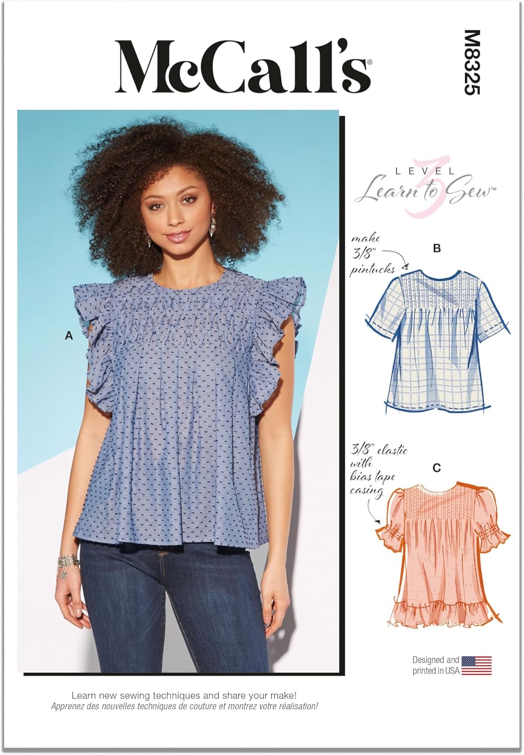 McCall’s Kit de patrones de costura Misses’ Tops, código de diseño M8325, tallas XSM-SML-MED