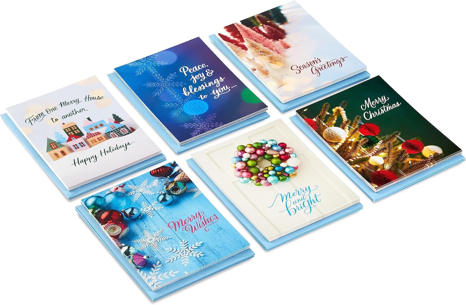 Hallmark – Juego tradicional de tarjetas de Navidad en caja (36 tarjetas y sobres) árboles callistemon, adornos, copos de nieve