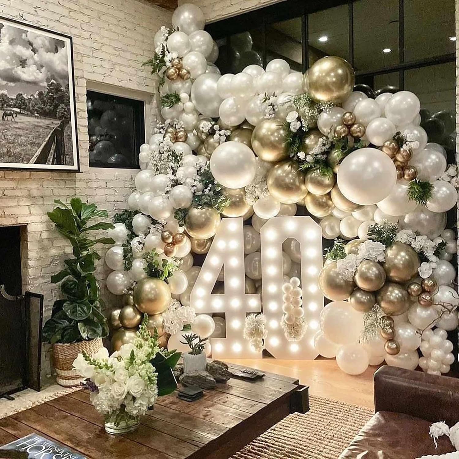 KALOR Kit de arco de guirnalda de globos blancos, 110 unidades, diferentes tamaños, globos de fiesta de 1812105 pulgadas, globos de fiesta para