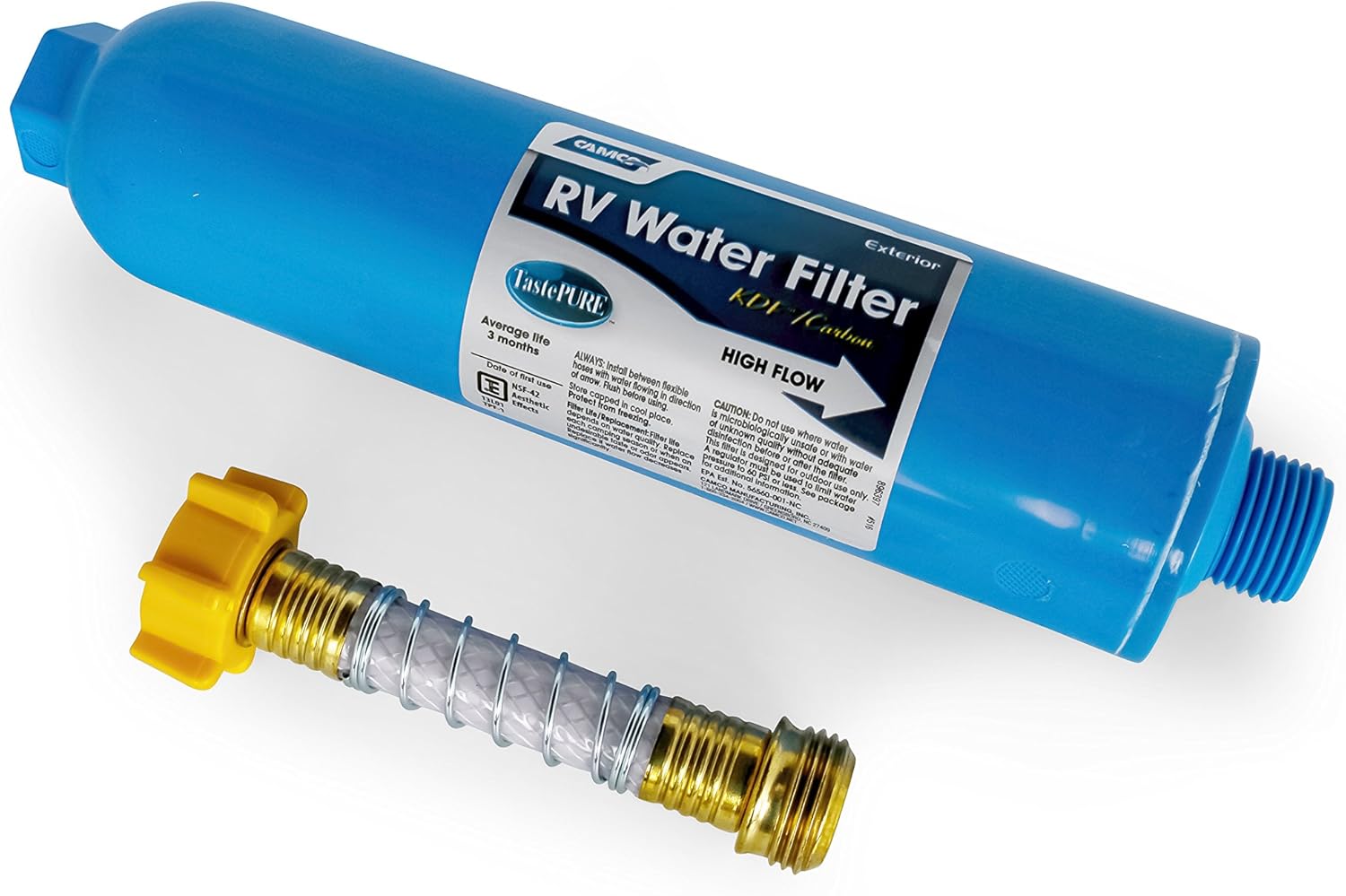 Camco Adaptador de taladro de tijera de nivelación RV con vástago de conexión rápida de 14 pulgadas + filtro de agua TastePURE RV 40043 con
