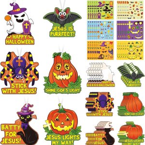 Outus 36 juegos de calcomanías de calabaza cristiana de Jesús cristiano, kits de manualidades de calabaza religiosa, adornos de Halloween, Outus 36 juegos de calcomanías de calabaza cristiana de Jesús cristiano, kits de manualidades de calabaza religiosa, adornos de Halloween,
