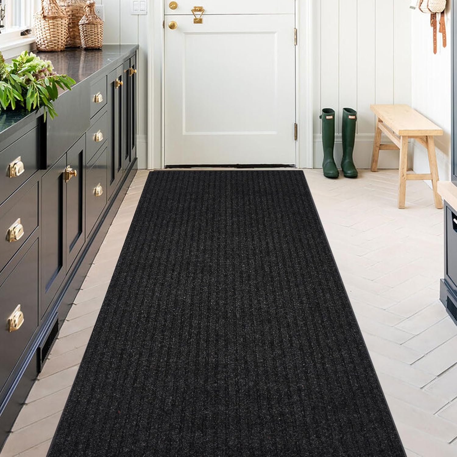 Alfombra de pasillo de 2 x 5 pies, para interiores y exteriores, alfombras de pasillo con respaldo de goma antideslizante, tapete de puerta de