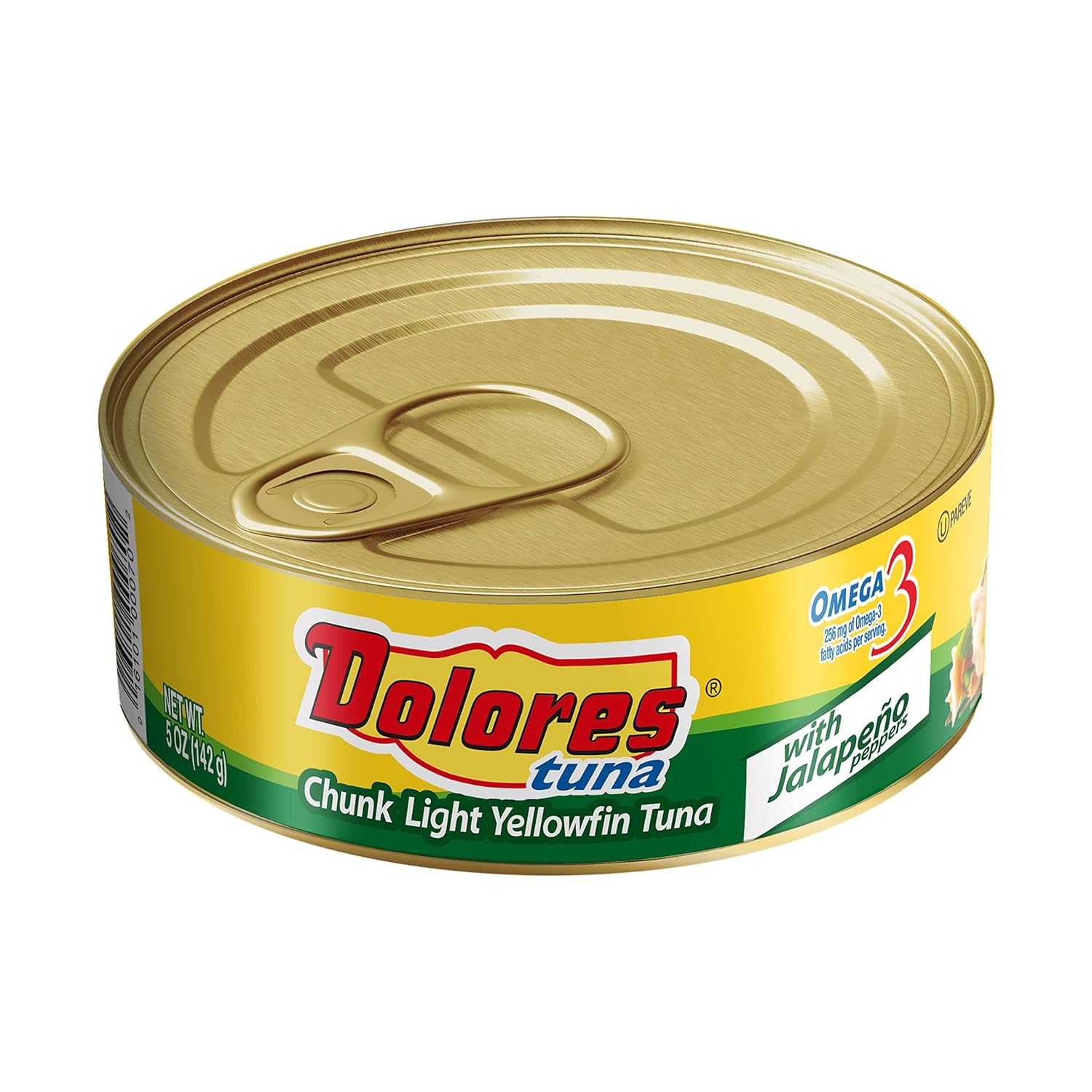 Dolores Atún en trozos de atún claro de aleta amarilla con pimientos jalapeños, atún enlatado de 5 onzas, paquete de 1