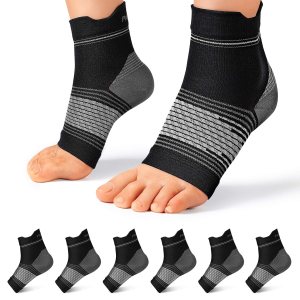 Calcetines para fascitis plantar (6 pares) para hombres y mujeres, mangas de compresión para pies con soporte de arco y tobillo (negro, pequeño) Calcetines para fascitis plantar (6 pares) para hombres y mujeres, mangas de compresión para pies con soporte de arco y tobillo (negro, pequeño)