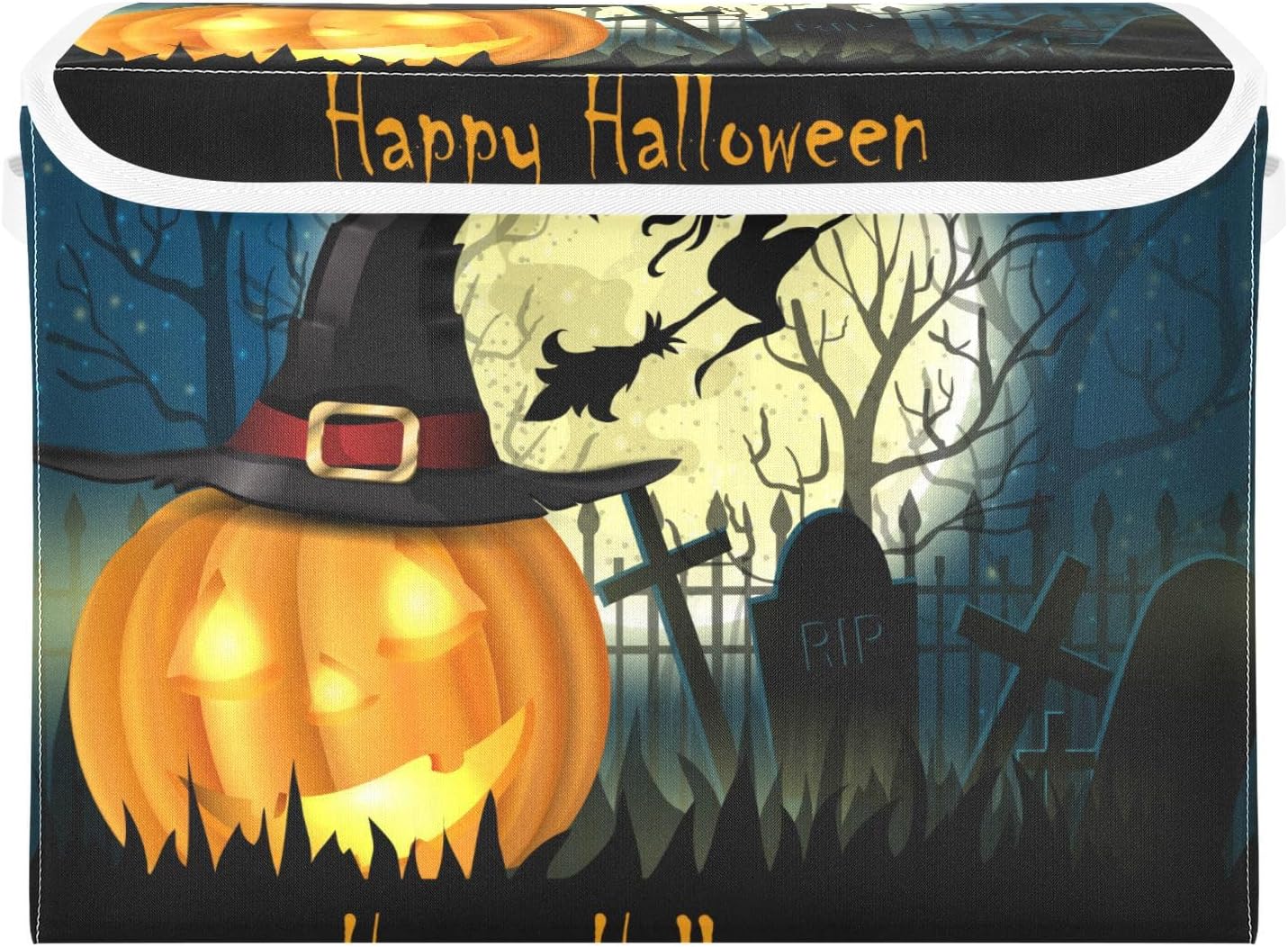 Contenedores de almacenamiento de Halloween con tapas para organizar, organizadores de armario plegables y almacenamiento con tapa abatible y asas