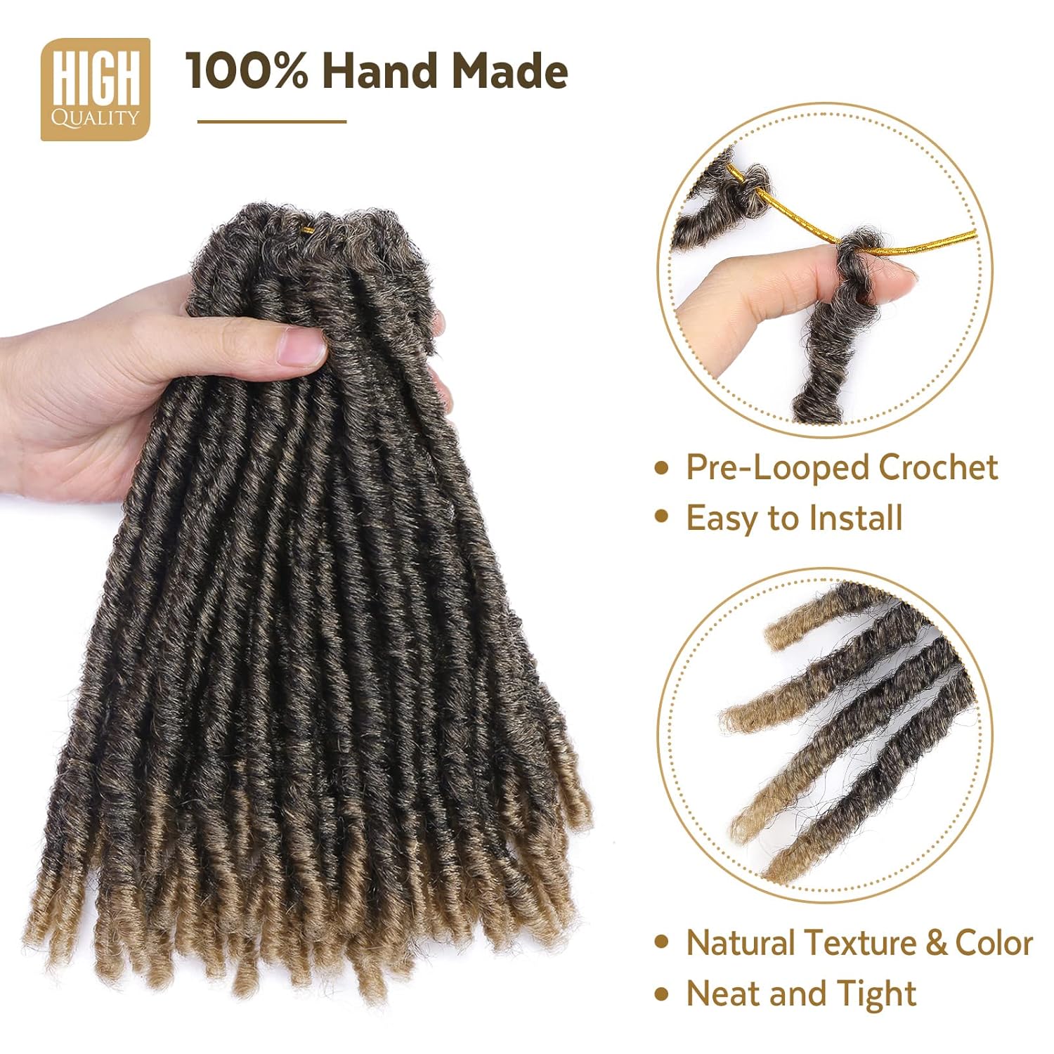 WIGNEE Pelo de ganchillo 120 hebras de pelo sintético de 8 pulgadas, rastas suaves pretrenzadas, rastas de rastas de rastas de 6 paquetes de cabello