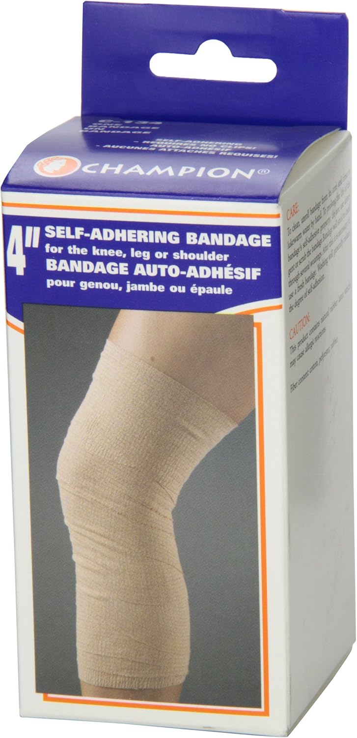 CHAMPION Vendaje elástico autoadherente ajustable, beige, universal, 4 pulgadas de ancho