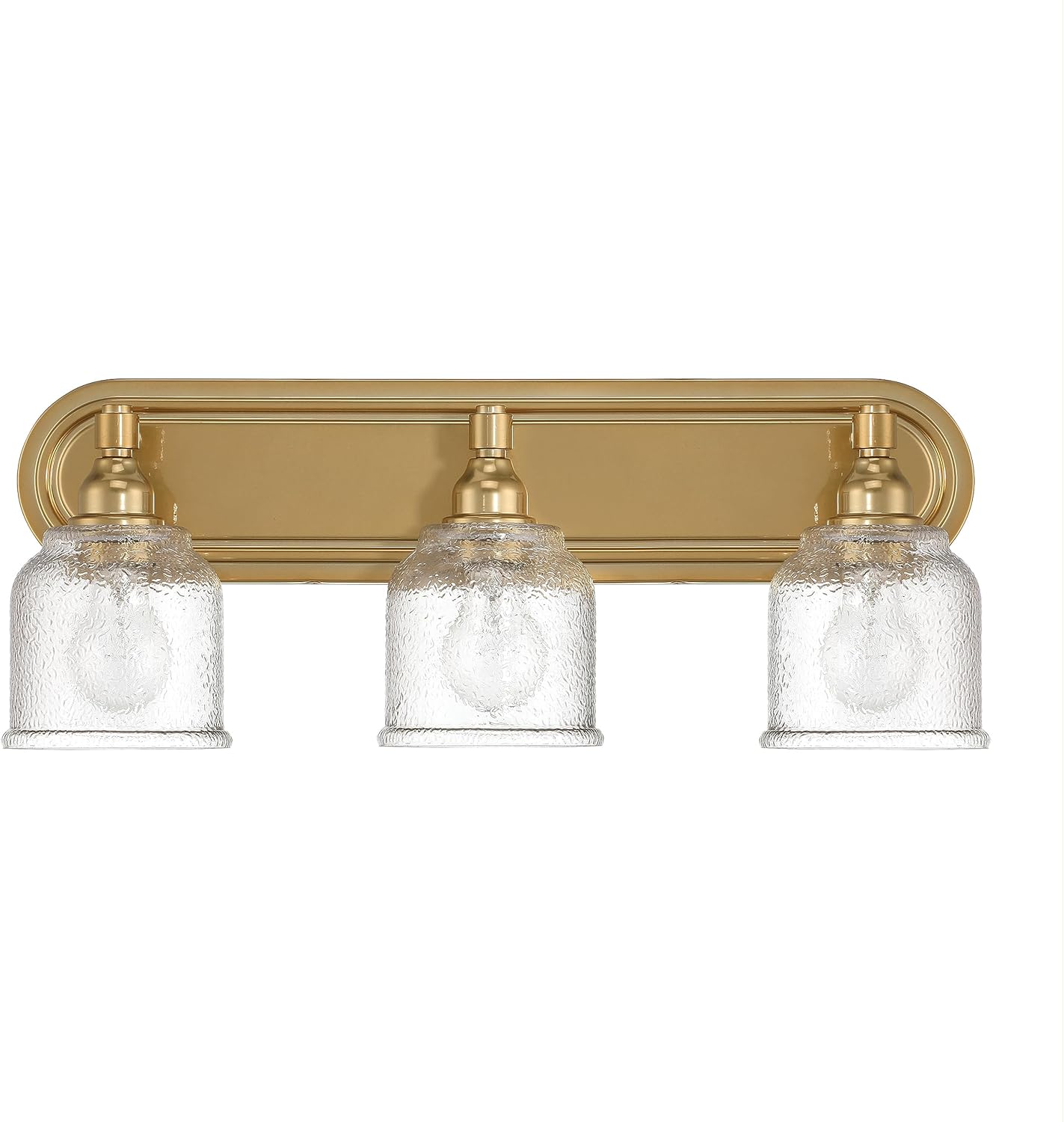 Robert Stevenson Lighting Clara – Lámpara de tocador de 3 luces de metal vintage y vidrio envejecido envejecido, oro cepillado