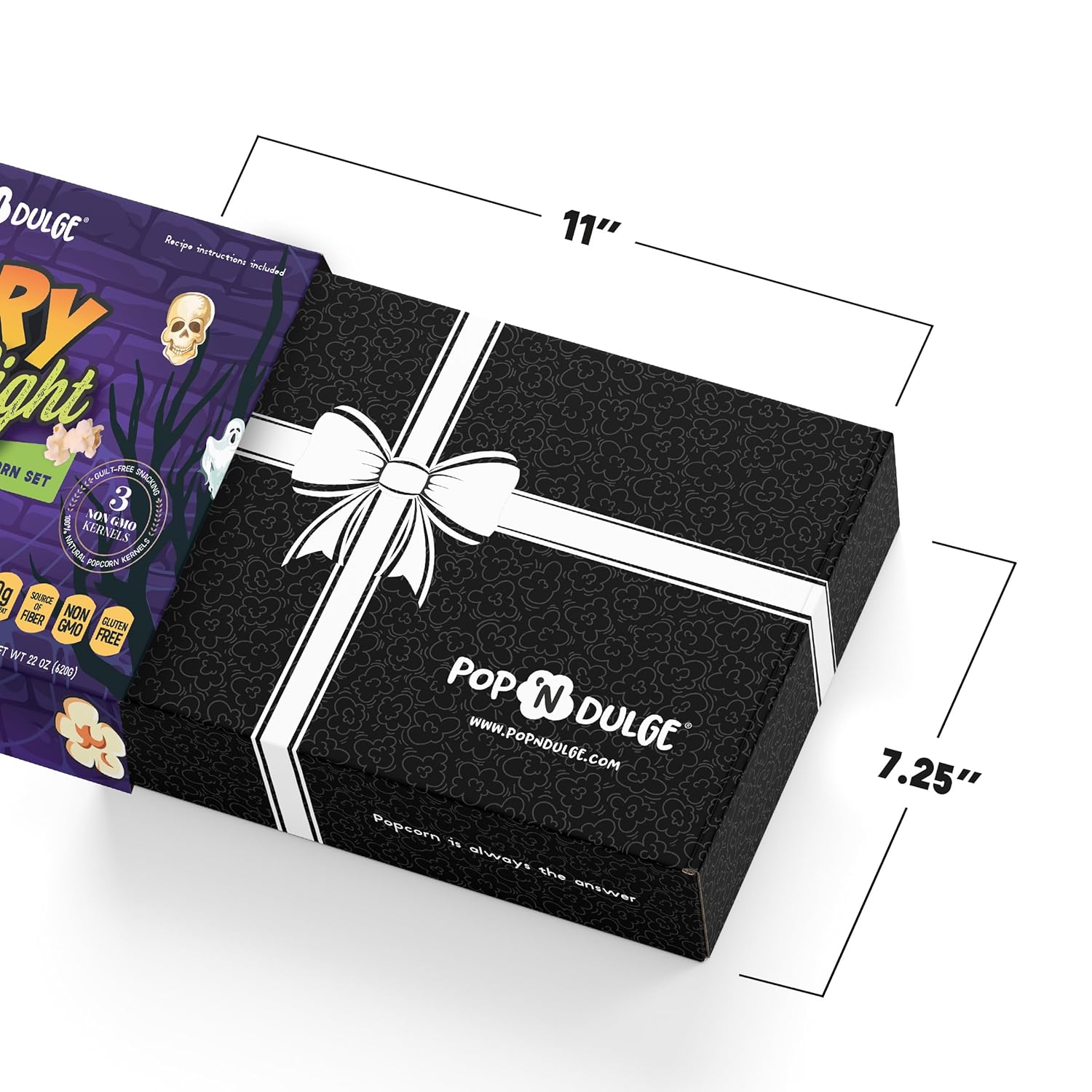Regalos de Halloween, cesta de regalo de noche de película aterradora, granos de palomitas gourmet y condimentos de palomitas de maíz, paquete