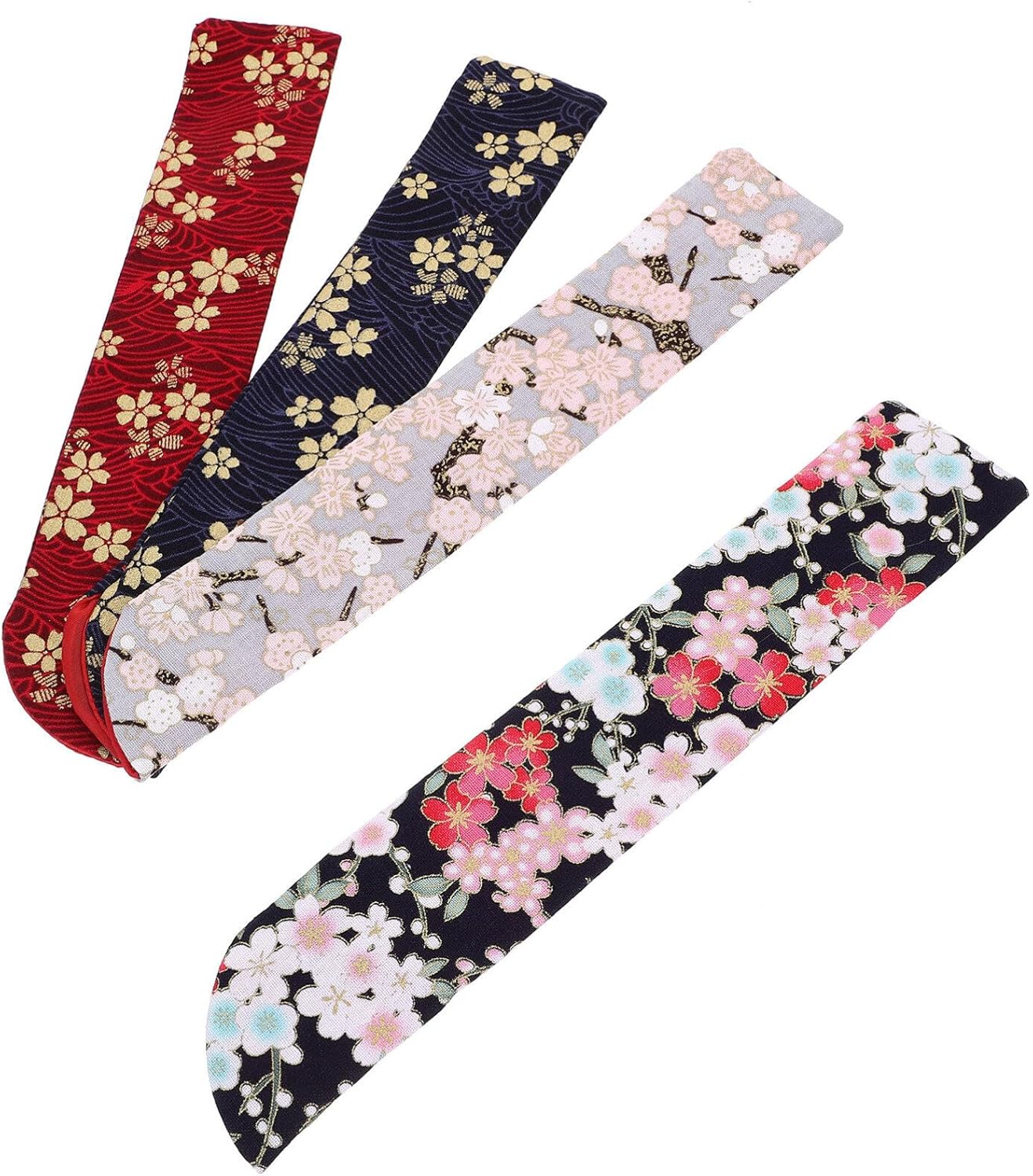 VOSAREA Fundas para ventilador de mano, 4 piezas, funda plegable para ventilador de mano, diseño de flores de cerezo, bolsa protectora de ventilador