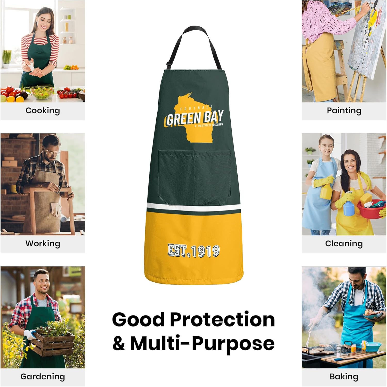 Custom Personalized Cooking Apron Waterproof For Women Men,Add Name and Number Kitchen Grill Chef Cooking Apron