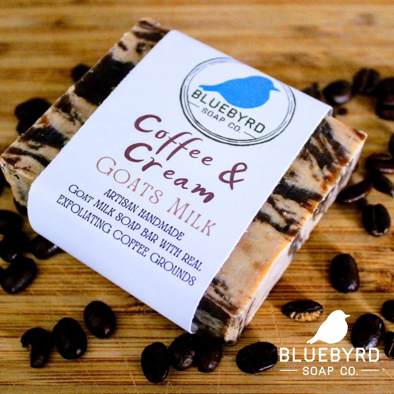 Bluebyrd – Jabón de café y crema exfoliante de leche de cabra  Barras de café orgánico natural  Jabones de barra de leche de cabra hechos a mano,