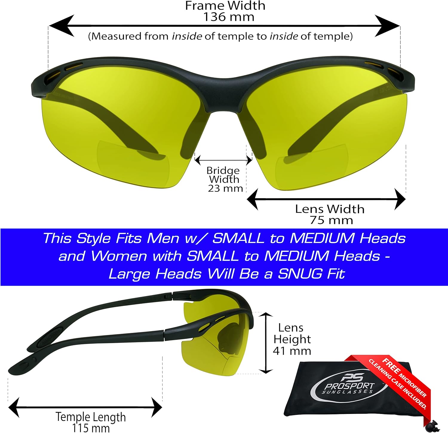 proSPORT Lentes de sol bifocales Lector de seguridad Z87 Wrap Around No Slip Grip +1.50 +2.00 +2.50 +3.00