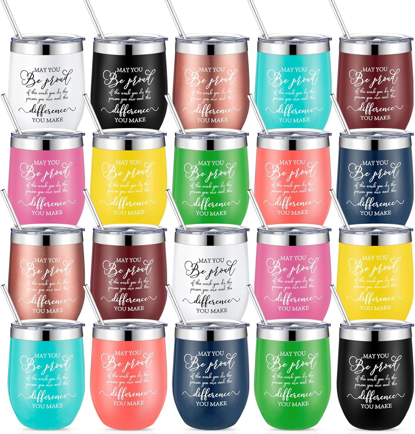 Norme 20 piezas de regalo de agradecimiento para mujeres y hombres, colorido regalo de agradecimiento a los empleados, vaso de 12 onzas, vaso