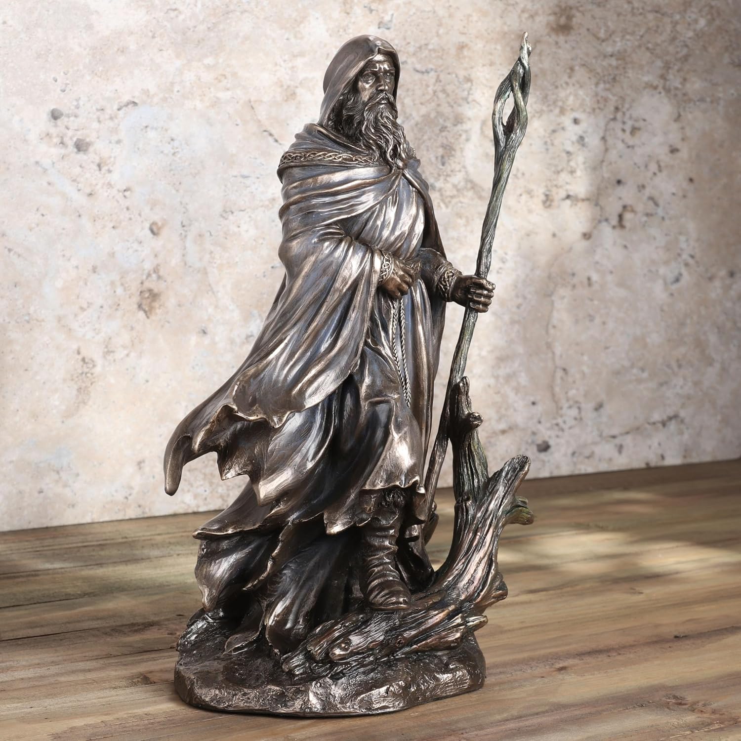 Veronese Design Merlín de 11 38 pulgadas de alto por Monte Moore Escultura de bronce antiguo de resina fundida en frío
