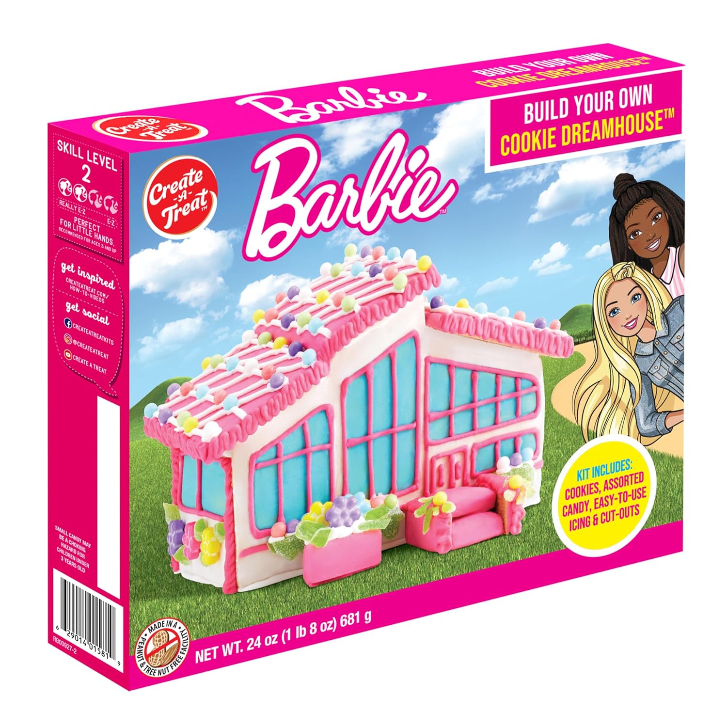 Create-A-Treat Barbie Dreamhouse – Kit de decoración de galletas, 24 onzas + paquete de mini galletas OREO