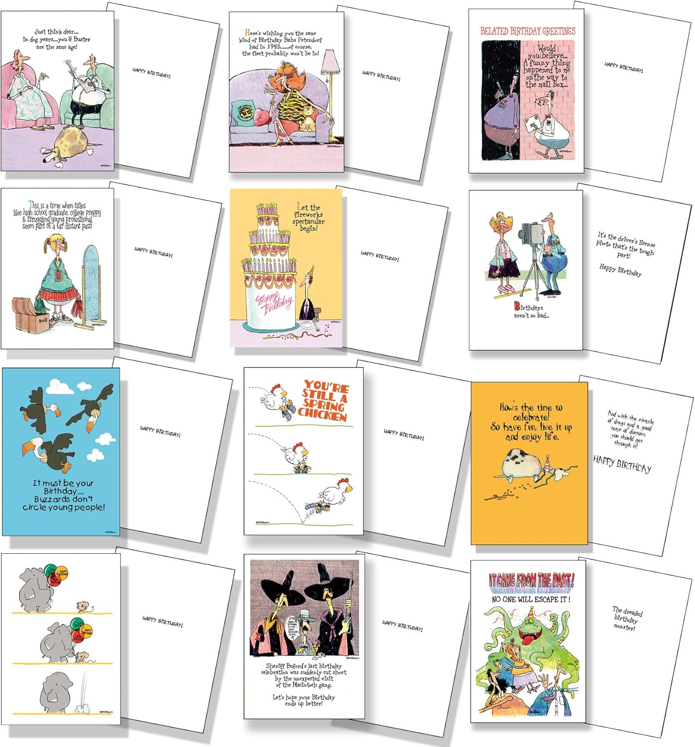 Stonehouse Collection Vareity – Juego de 12 tarjetas de cumpleaños divertidas, surtido de tarjetas de cumpleaños, fabricadas en Estados Unidos