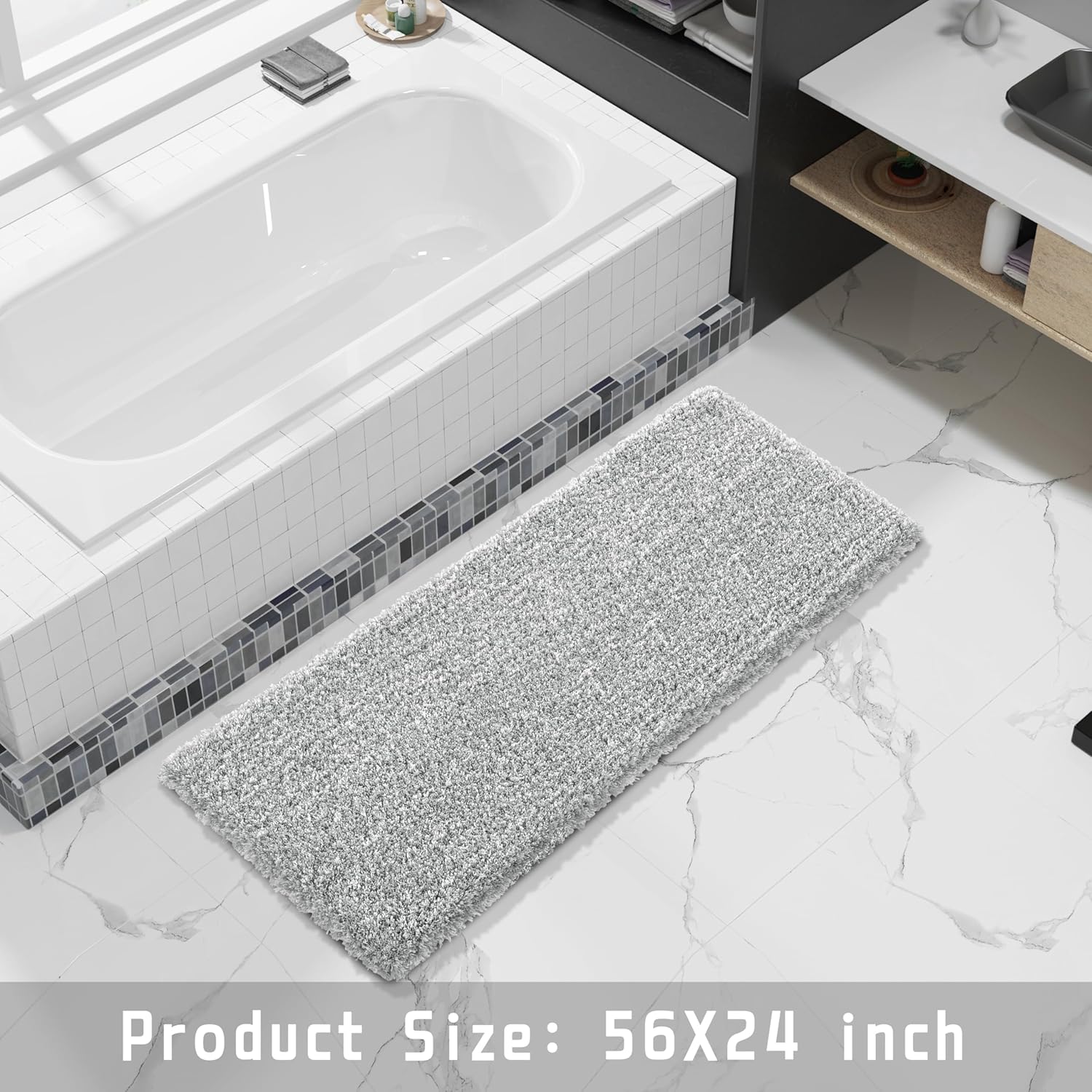 Yimobra Alfombra de baño esponjosa, mullida, suave, cómoda, antideslizante, absorbe el agua, microfibra, secado rápido, lavable a máquina, gruesas,