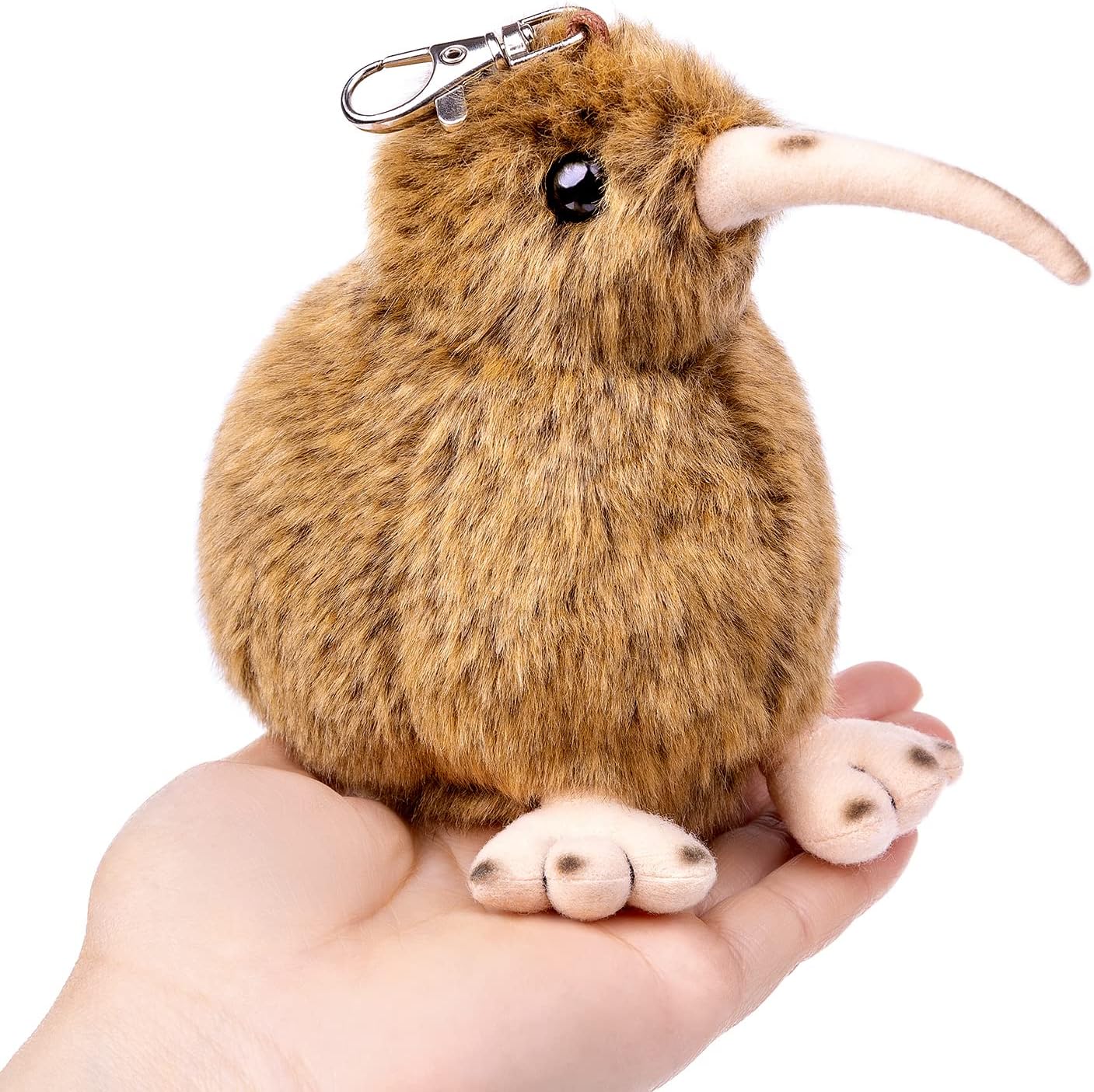 Peluche de pájaro pequeño kiwi, animal de peluche realista de pájaro kiwi marrón de 5 pulgadas, lindo pájaro kiwi llavero de peluche como regalo