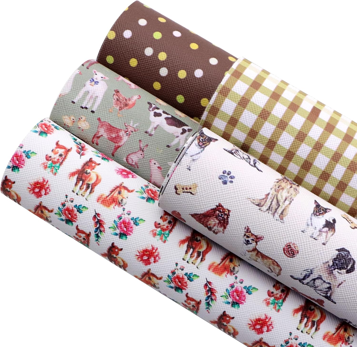 David accessories Hojas de piel sintética con estampado de animales, tela de cuero sintético, 5 piezas de 7.7 x 13.2.9 pulgadas (7.9 in x 13.0 in),