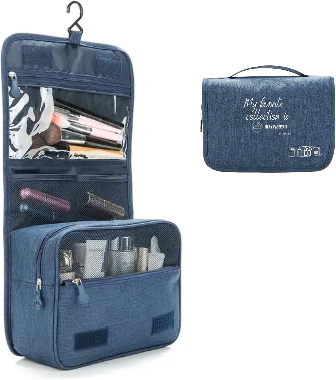 AMCIENT Tide Sink – Paquete de 3 paquetes de viaje (3 unidades cada uno) con bolsa de aseo colgante, kit de artículos esenciales de viaje 10 en 1,