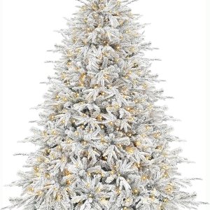 Tacto muy grueso y realista Árbol de Navidad artificial preiluminado de 6.5 pies con 400 luces blancas cálidas, 1111 puntas de ramas de polietileno Tacto muy grueso y realista Árbol de Navidad artificial preiluminado de 6.5 pies con 400 luces blancas cálidas, 1111 puntas de ramas de polietileno