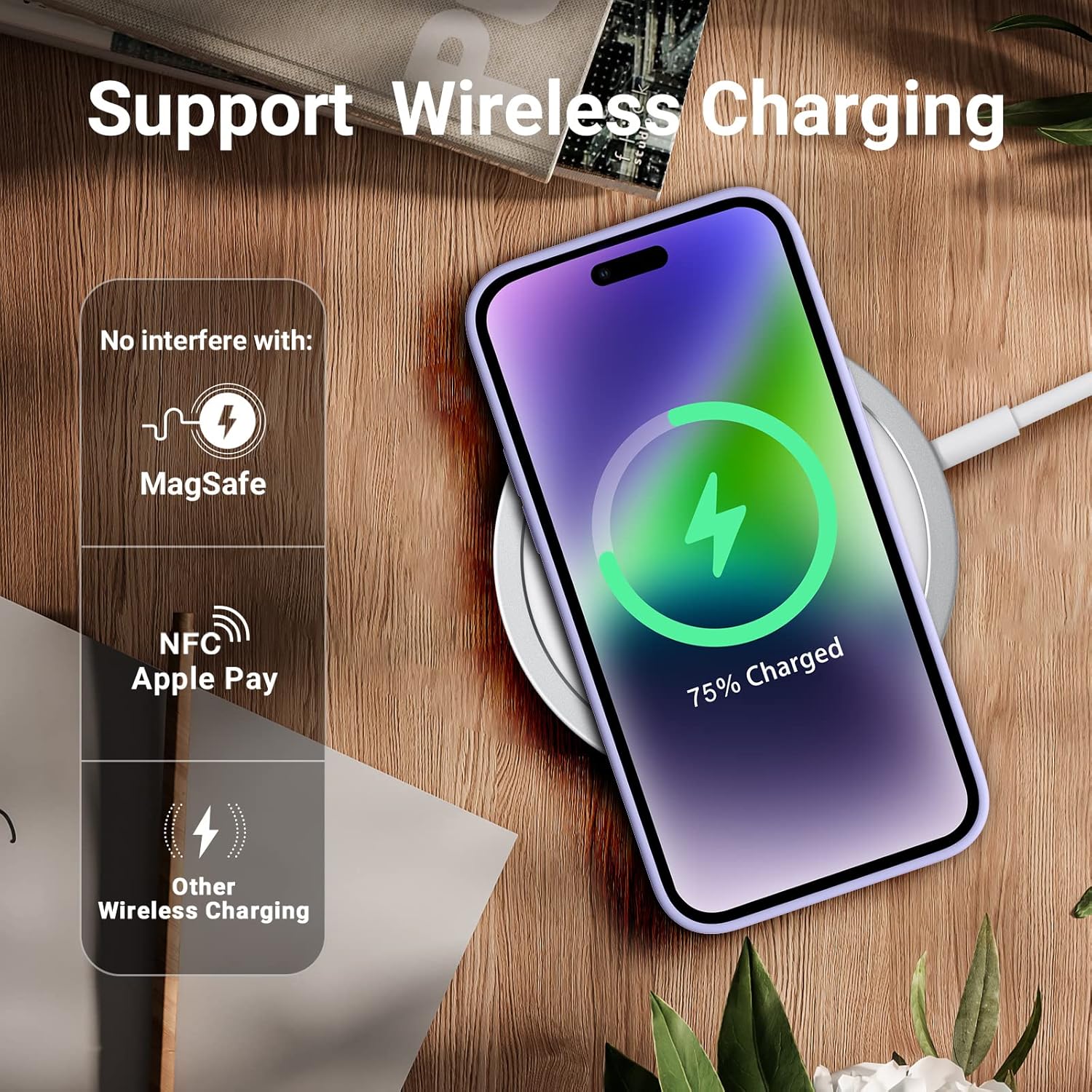 AOTESIER Funda compatible con iPhone 14, Silky Touch Premium de goma de silicona líquida suave antihuellas, carcasa protectora de cuerpo completo