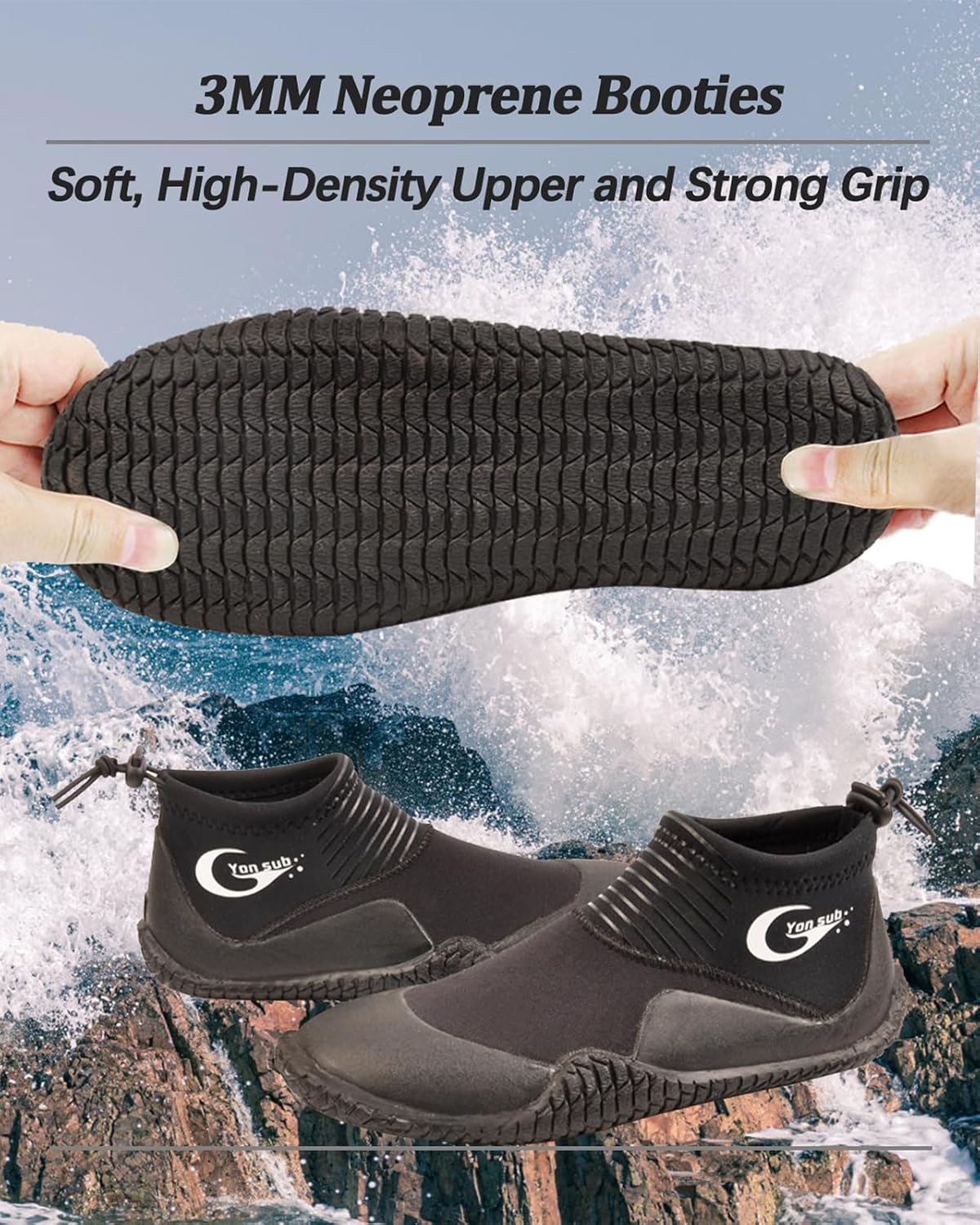 Botas de buceo de neopreno, botas de buceo, surf, para hombres y mujeres, 0.118 in, botas de vela con suela de goma antideslizante de alta calidad
