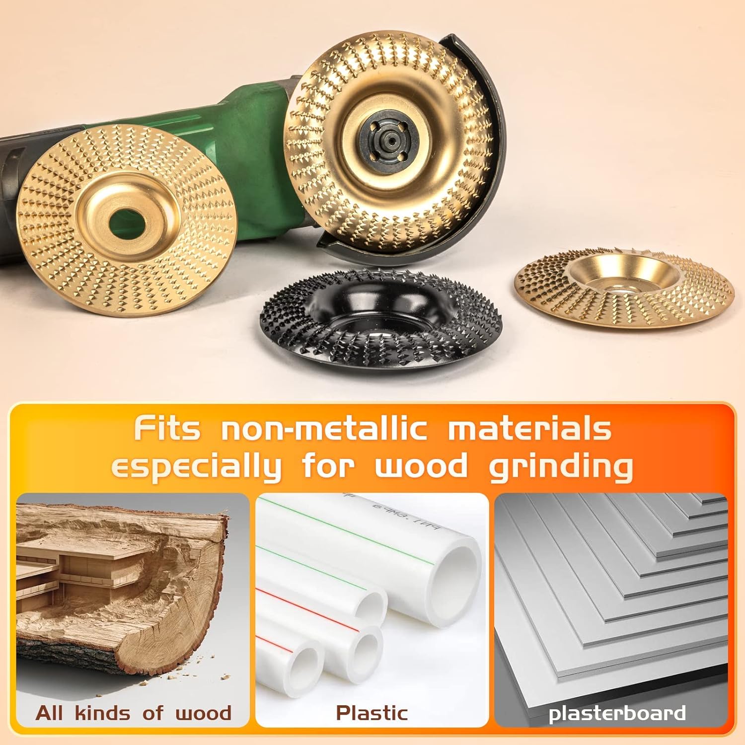Juego de 4 discos de tallado de madera para amoladora angular, para amoladora angular de 4 o 4 12 pulgadas con eje de 58 pulgadas, disco de tallado