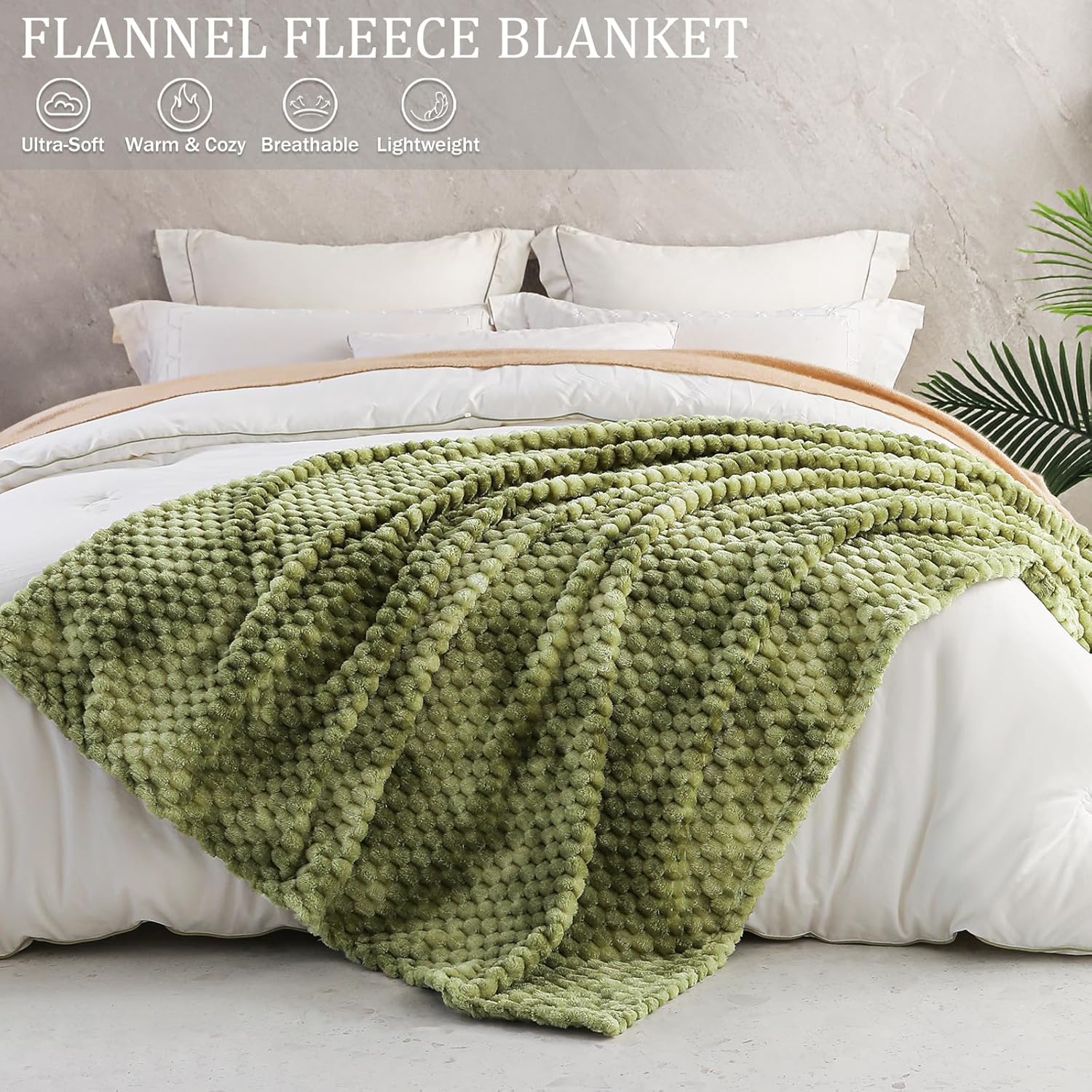 Exclusivo Mezcla Manta de forro polar suave tamaño King, 90 x 104 pulgadas, elegante manta de terciopelo jacquard para cama, acogedora, suave y