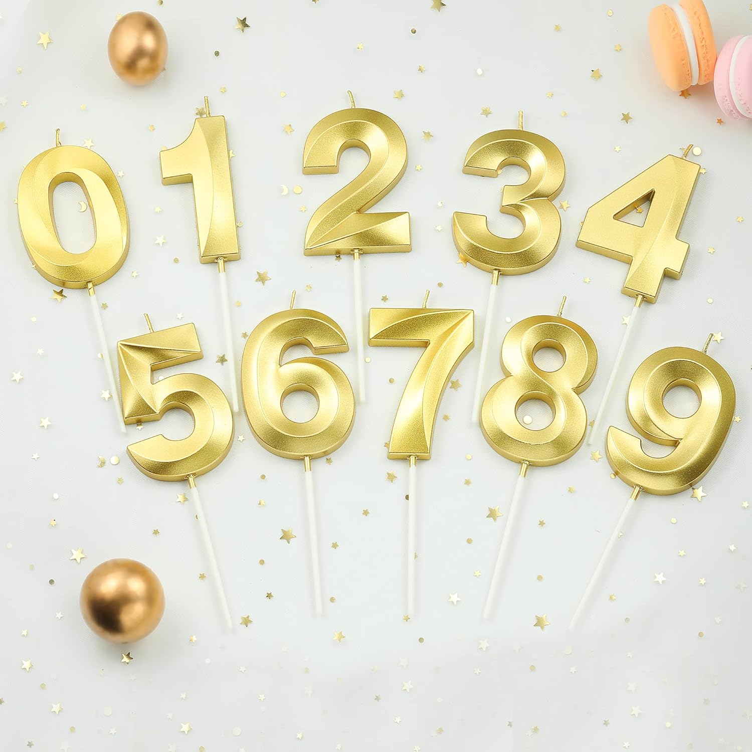 Velas de cumpleaños de oro de diamante de 2.76 pulgadas con número 70, velas de números dorados, velas de números de pastel, celebración de fiesta