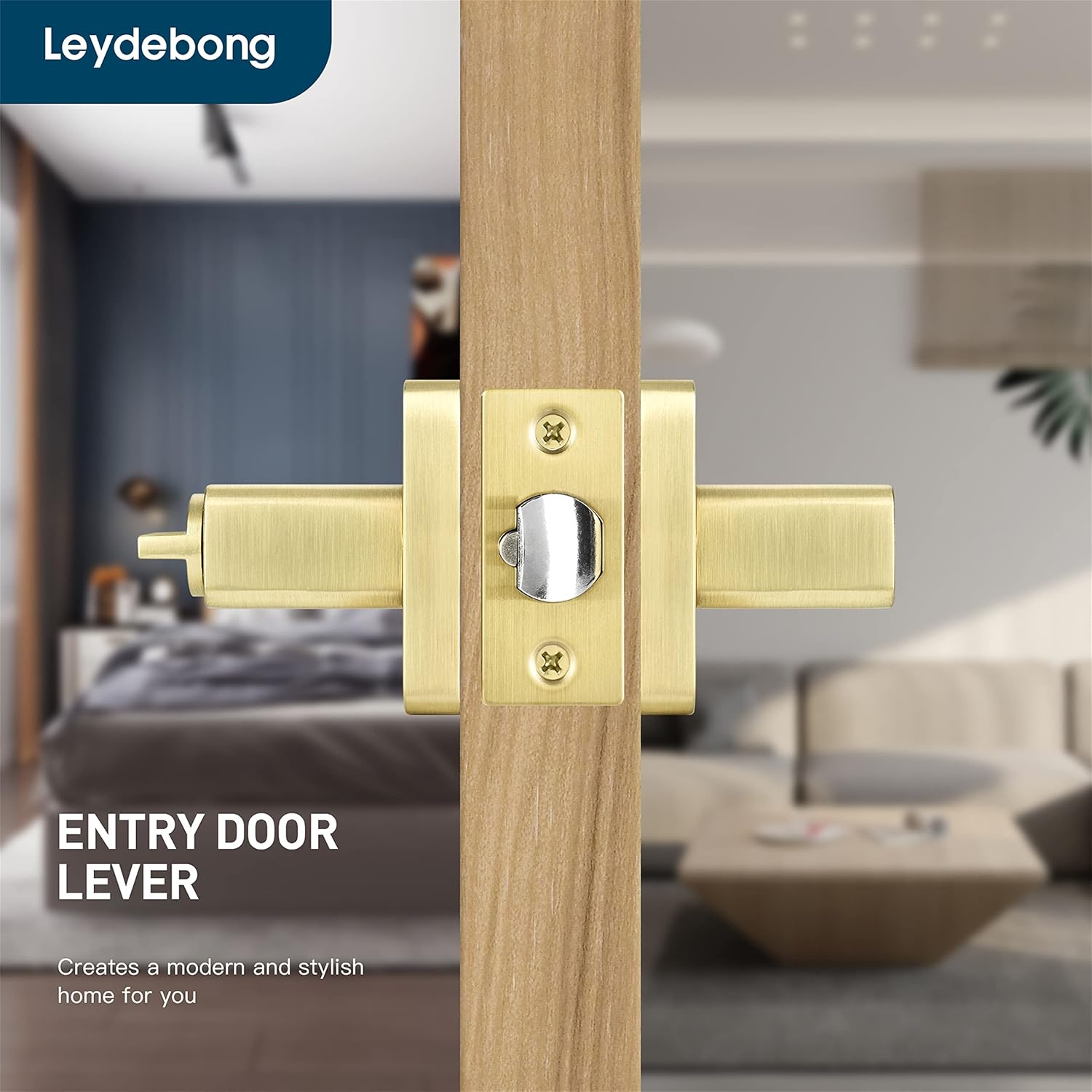 Leydebong Paquete de 10 manijas de puerta doradas, manijas de puerta de entrada con llaves, cerradura de puerta resistente, diseño moderno y