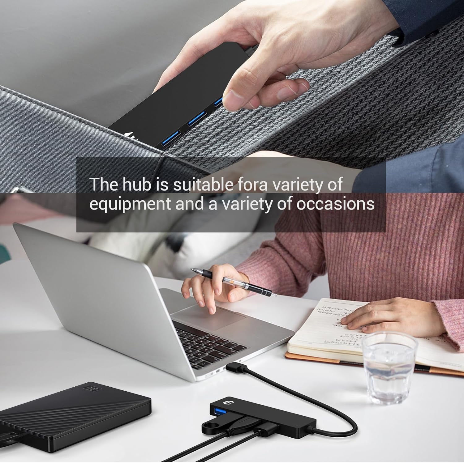 Tiergrade Concentrador USB, concentrador USB 3.0 de 4 puertos con interruptor de alimentación y puerto USB C adicional, adaptador USB ultrafino