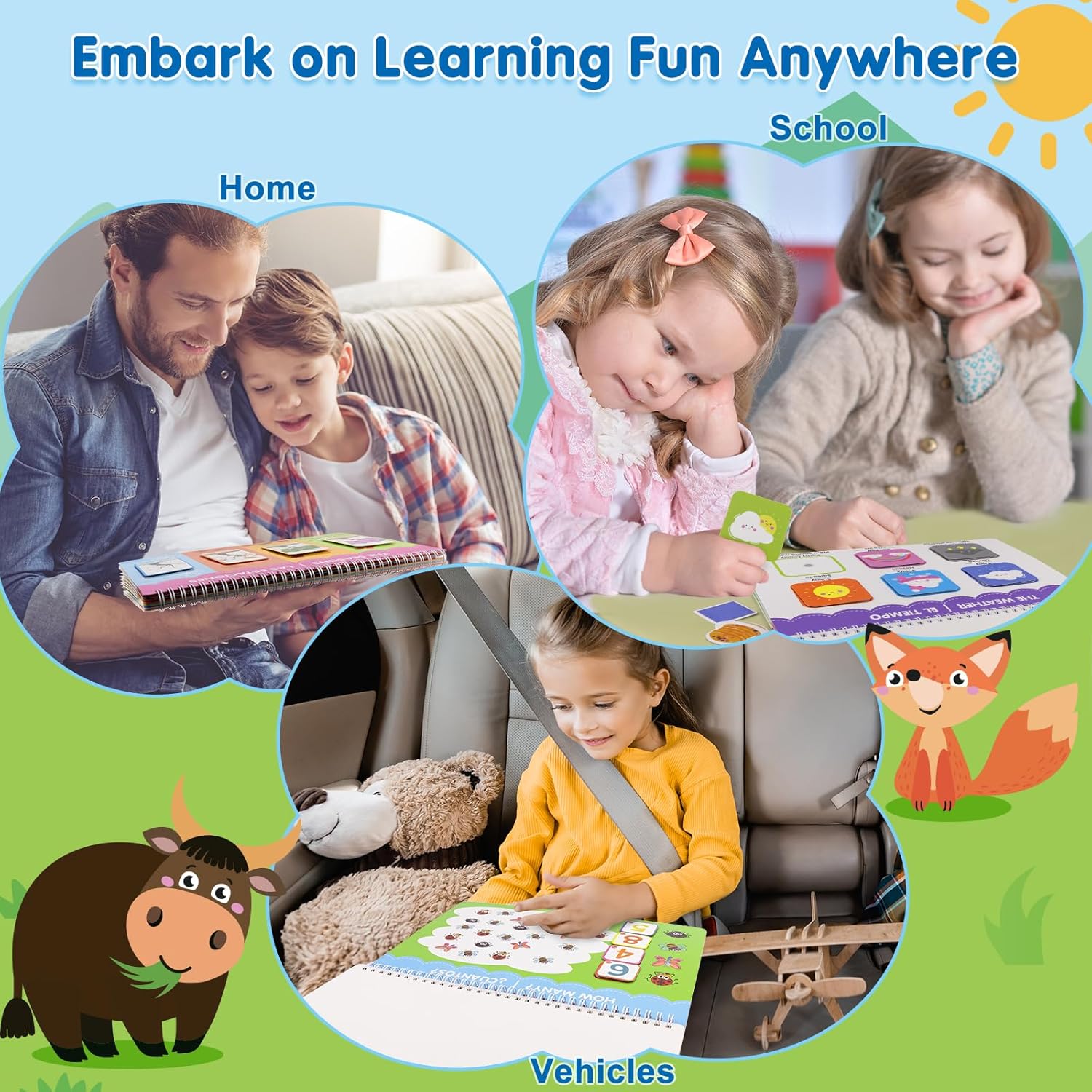 Libros ocupados en español e inglés para niños pequeños – Libro de actividades preescolares bilingües para niños de 3, 4, 5 años, actividades