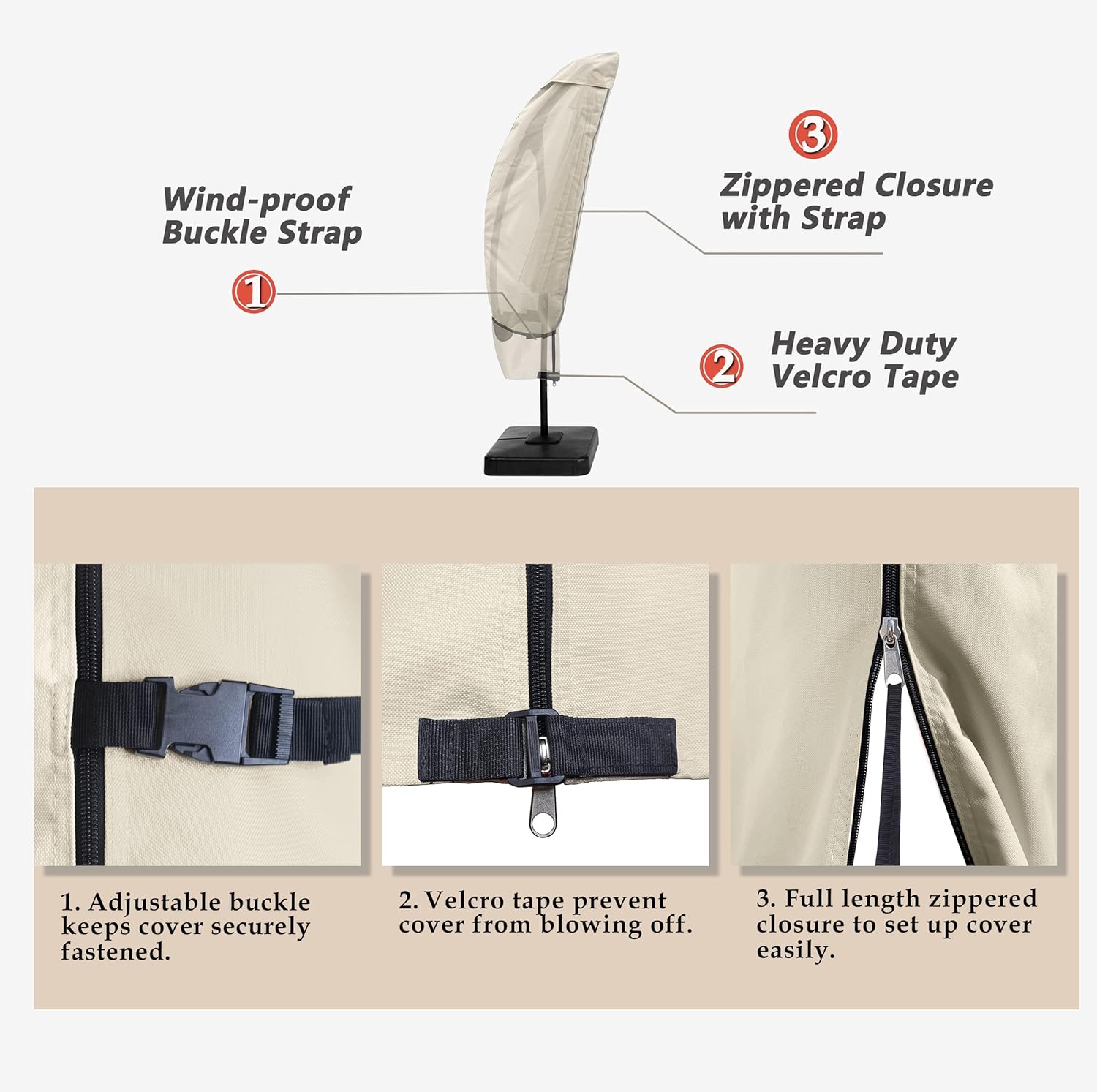 Porch Shield Funda para sombrilla de patio, impermeable, para exteriores, para jardín, con diseño de plátano, se adapta a paraguas voladizo de 7.5 a