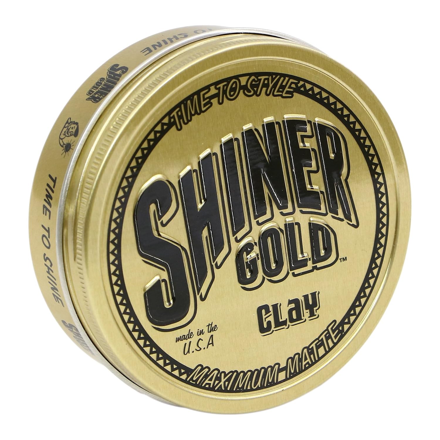 Shiner Gold – Pomada de arcilla  Fijación fuerte  Acabado mate  A base de agua  Aroma de coco, 3.5 onzas
