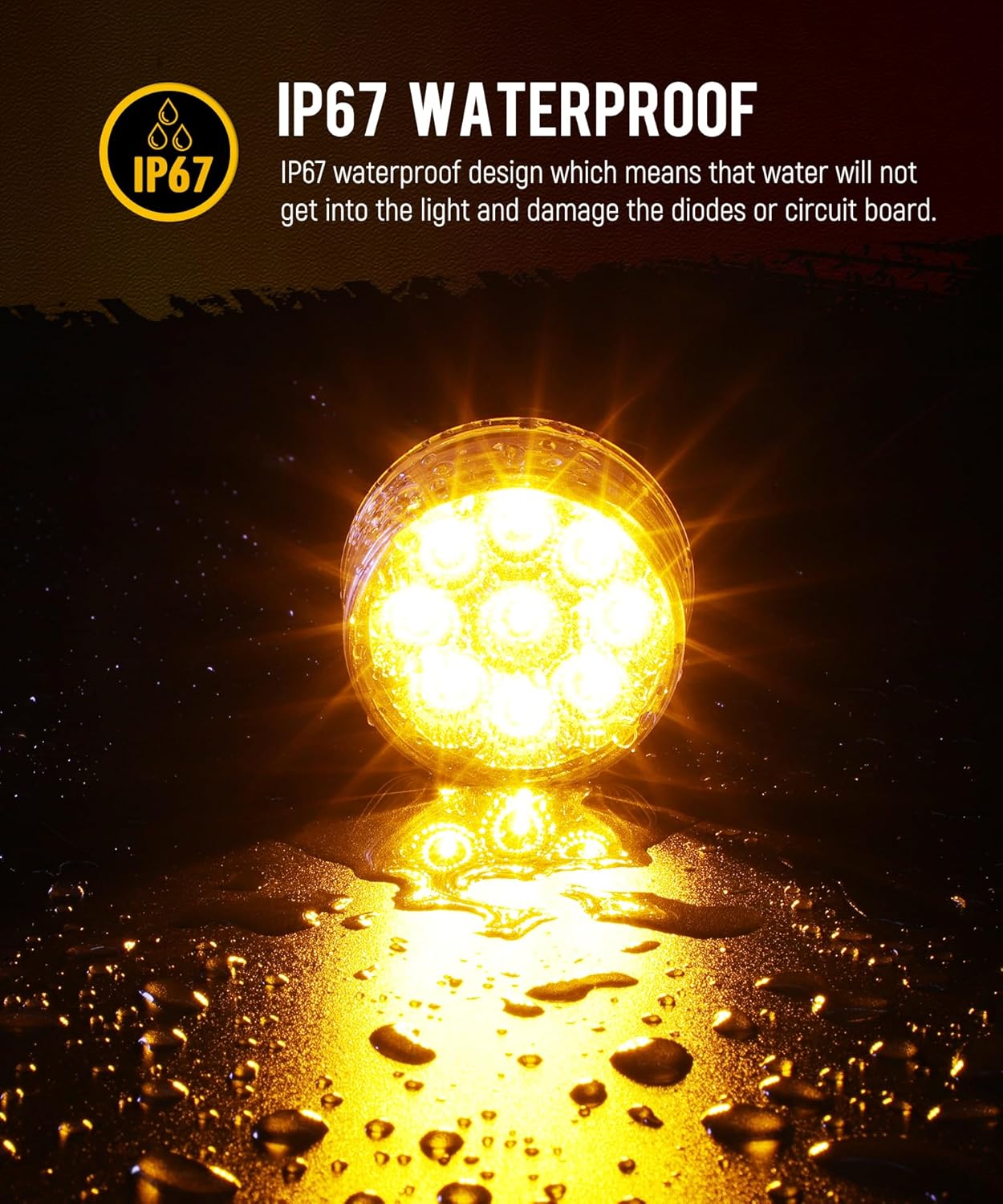 Partsam 10 luces marcadoras redondas de doble revolución de 2 pulgadas, 9 LED, luces laterales ámbar a luces auxiliares azules para camión de