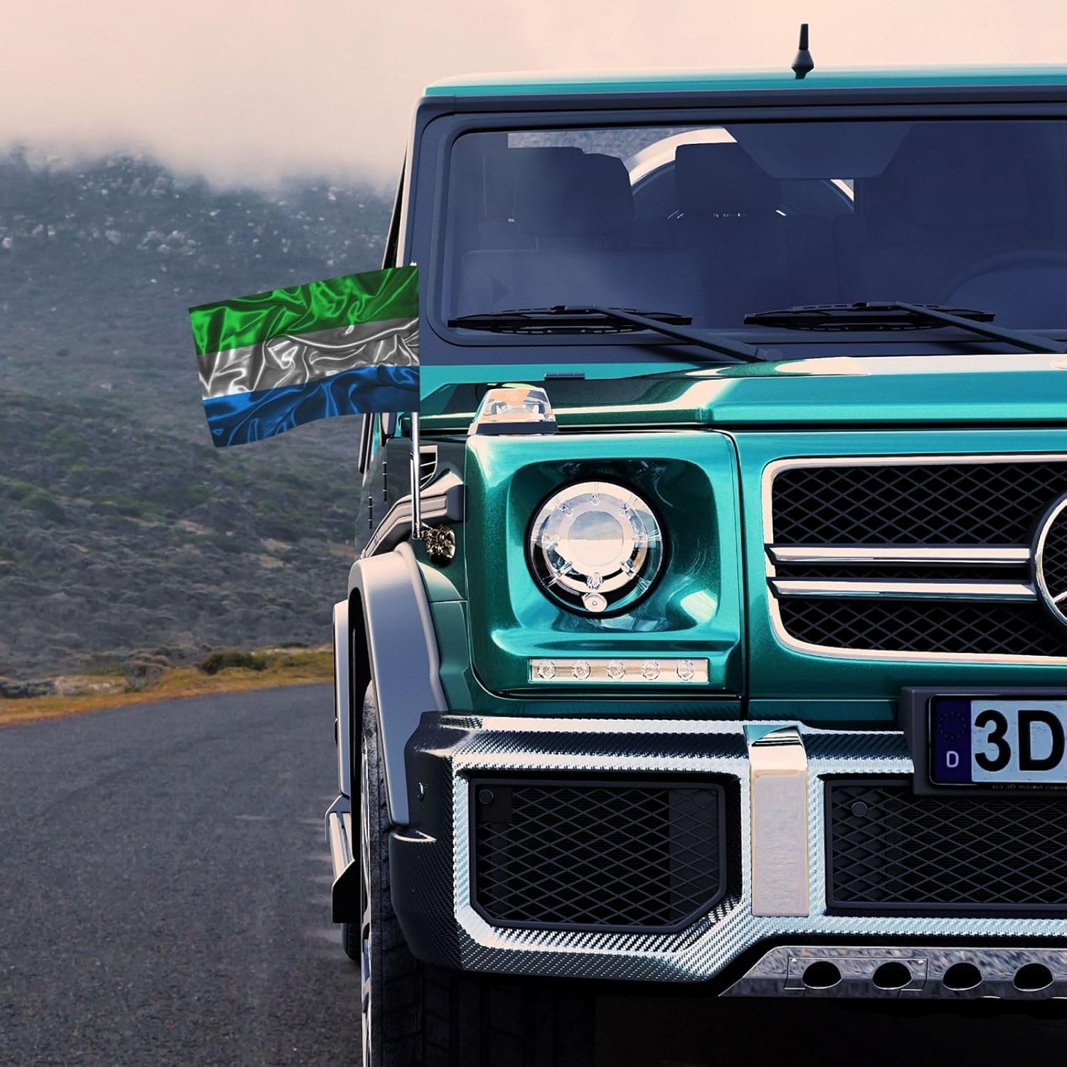 Double Sided Printing Silk Style Flag Of Sierra Leone Car Flag 12×18 Inches Car Window Clip Flags Car Decoration Banner